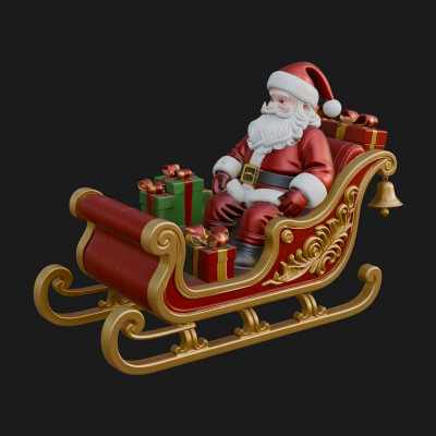 Santa Sleigh with Gifts Model Design 4 3D Print Model