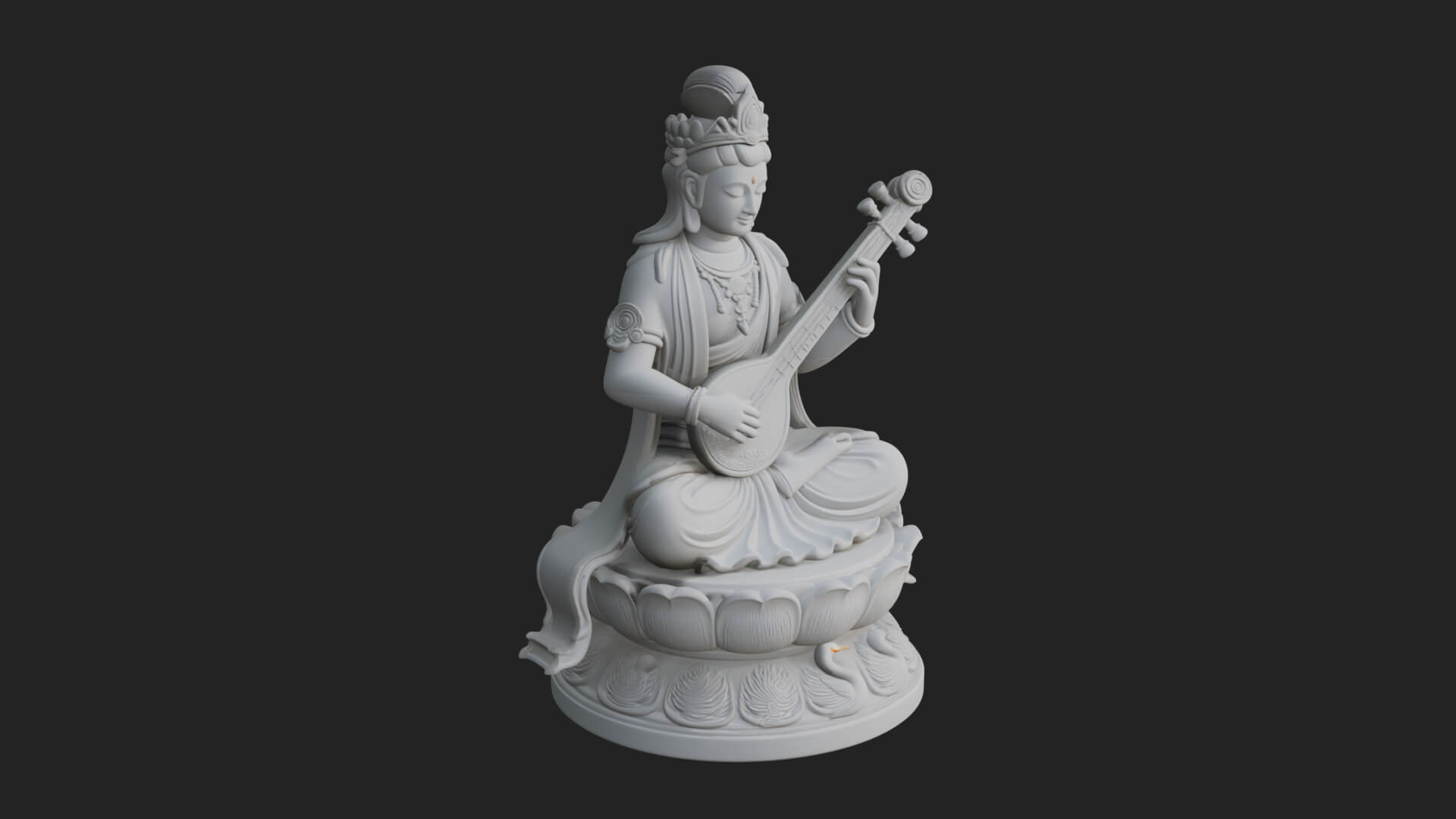 Saraswati with Veena Statue Design 1 3D Print Model 3D Model