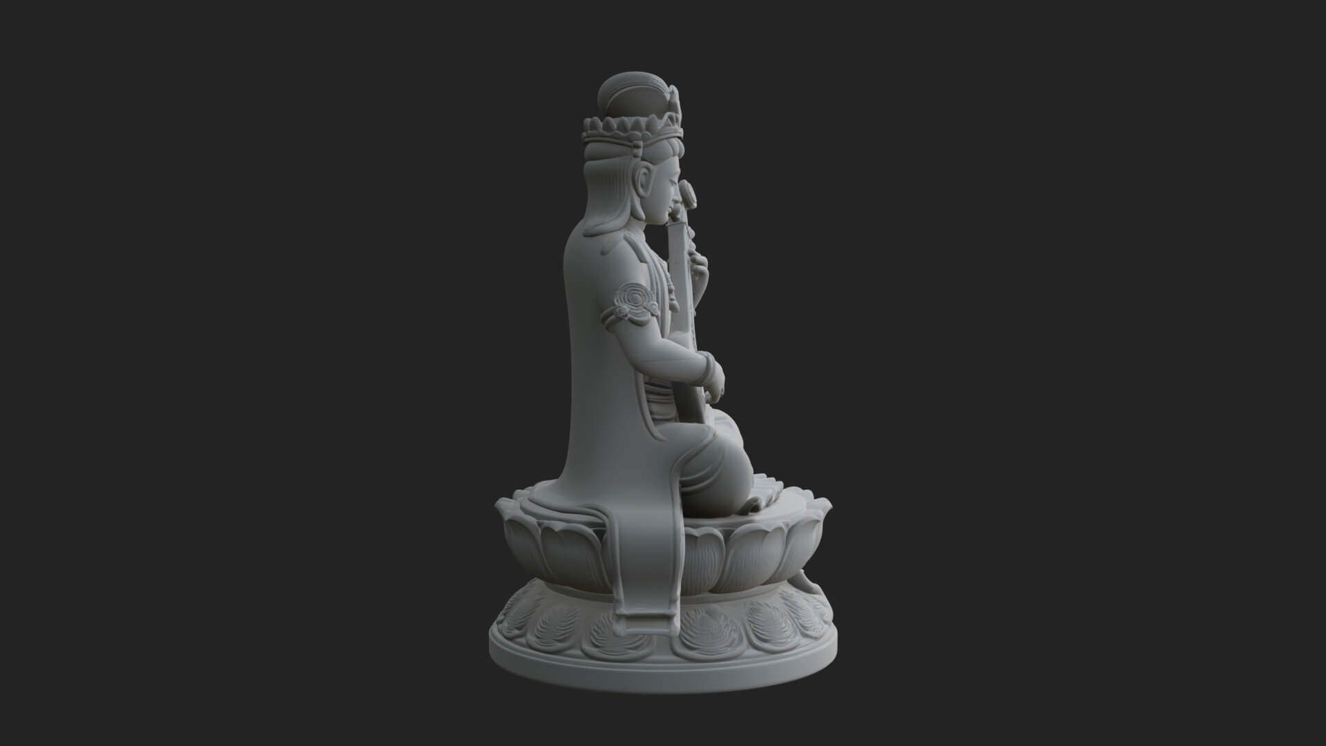 Saraswati with Veena Statue Design 1 3D Print Model 3D Model