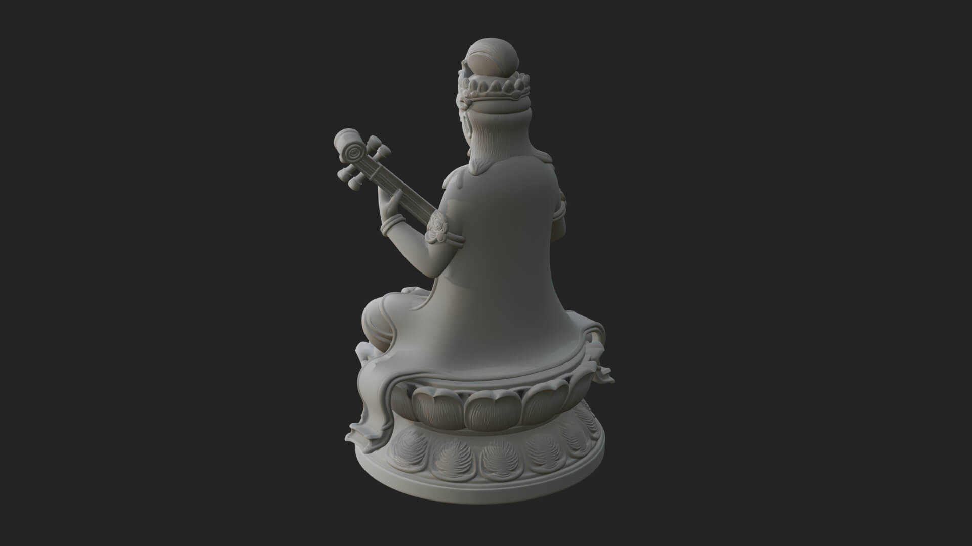 Saraswati with Veena Statue Design 1 3D Print Model 3D Model