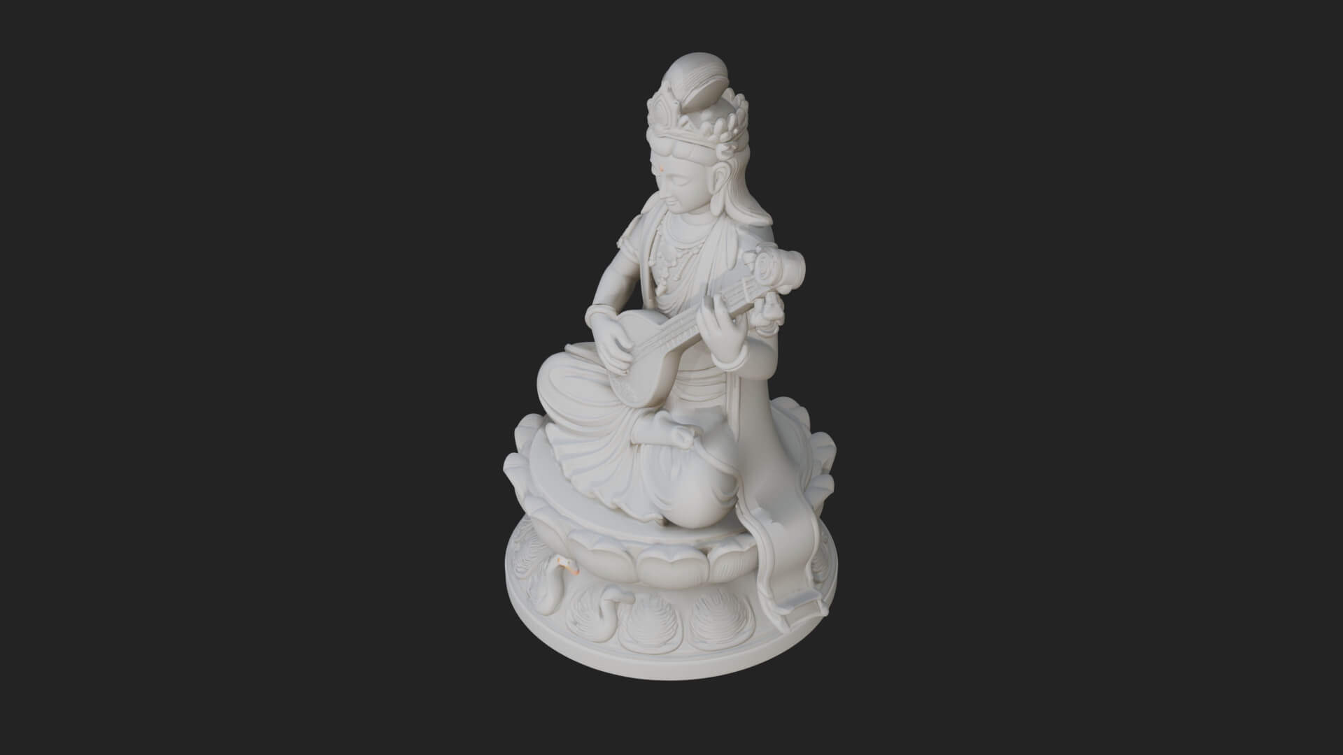 Saraswati with Veena Statue Design 1 3D Print Model 3D Model