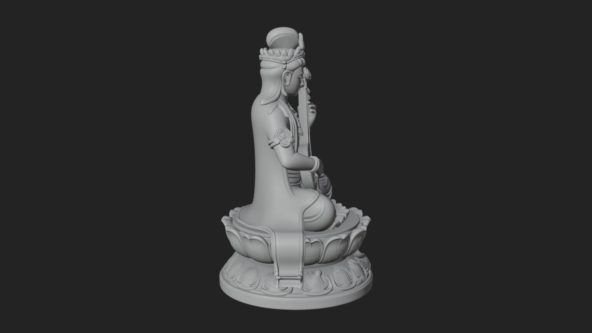 Saraswati with Veena Statue Design 1 3D Print Model 3D Model