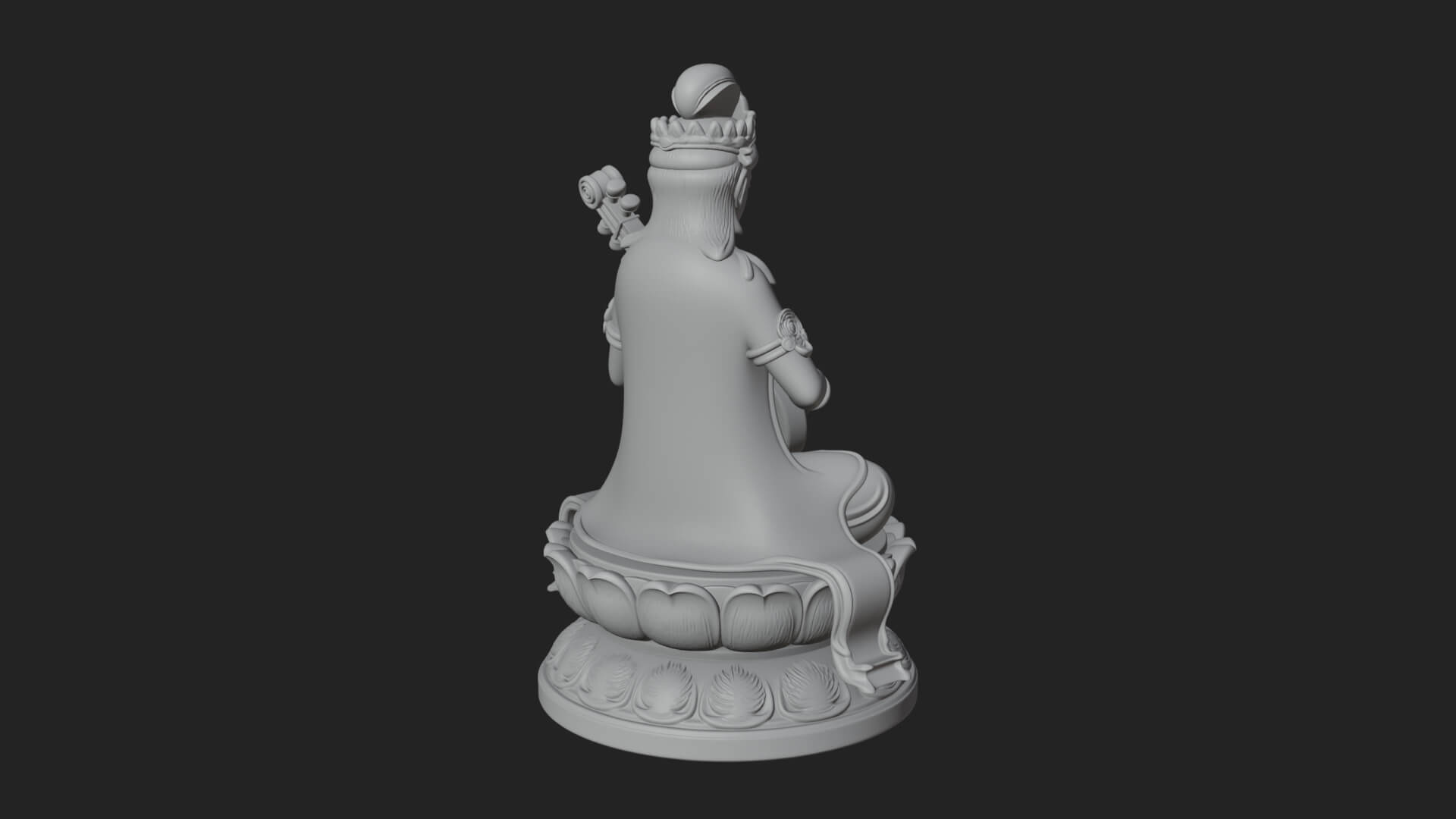 Saraswati with Veena Statue Design 1 3D Print Model 3D Model