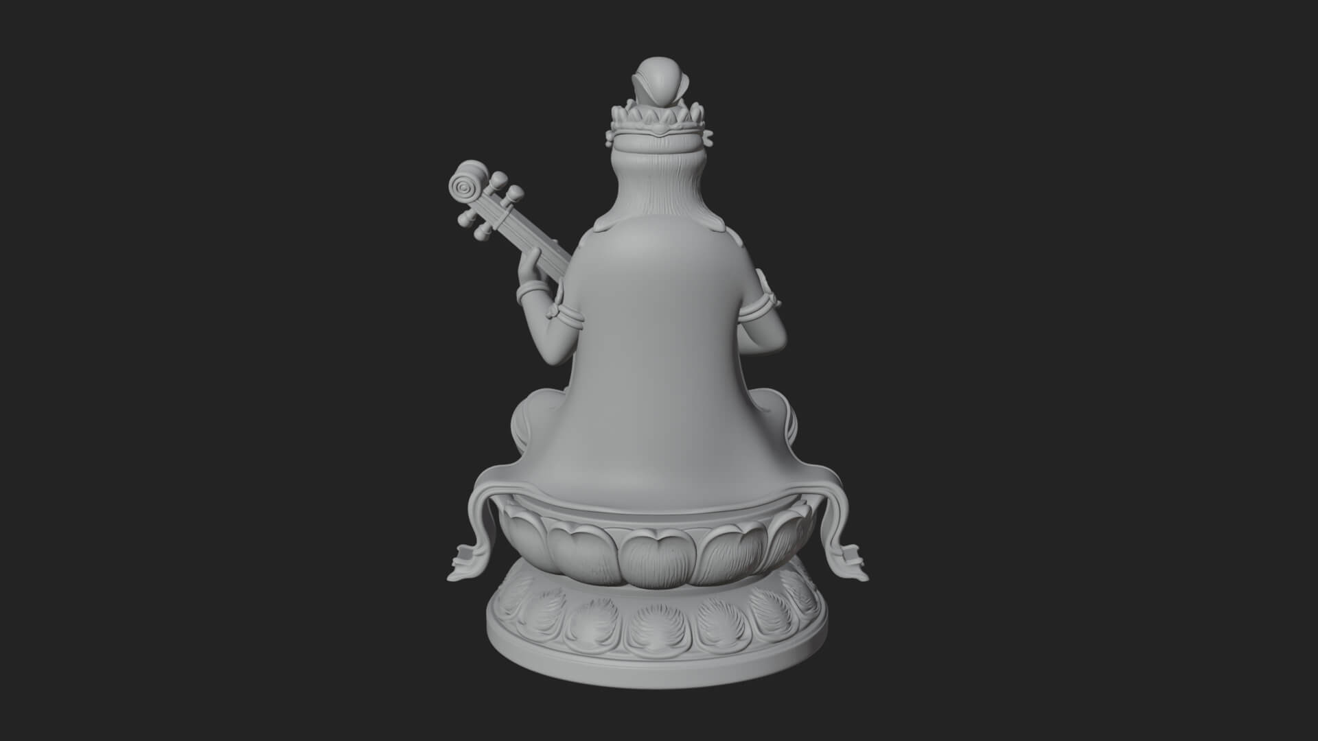 Saraswati with Veena Statue Design 1 3D Print Model 3D Model