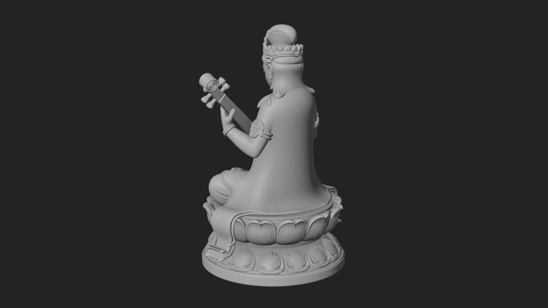 Saraswati with Veena Statue Design 1 3D Print Model 3D Model