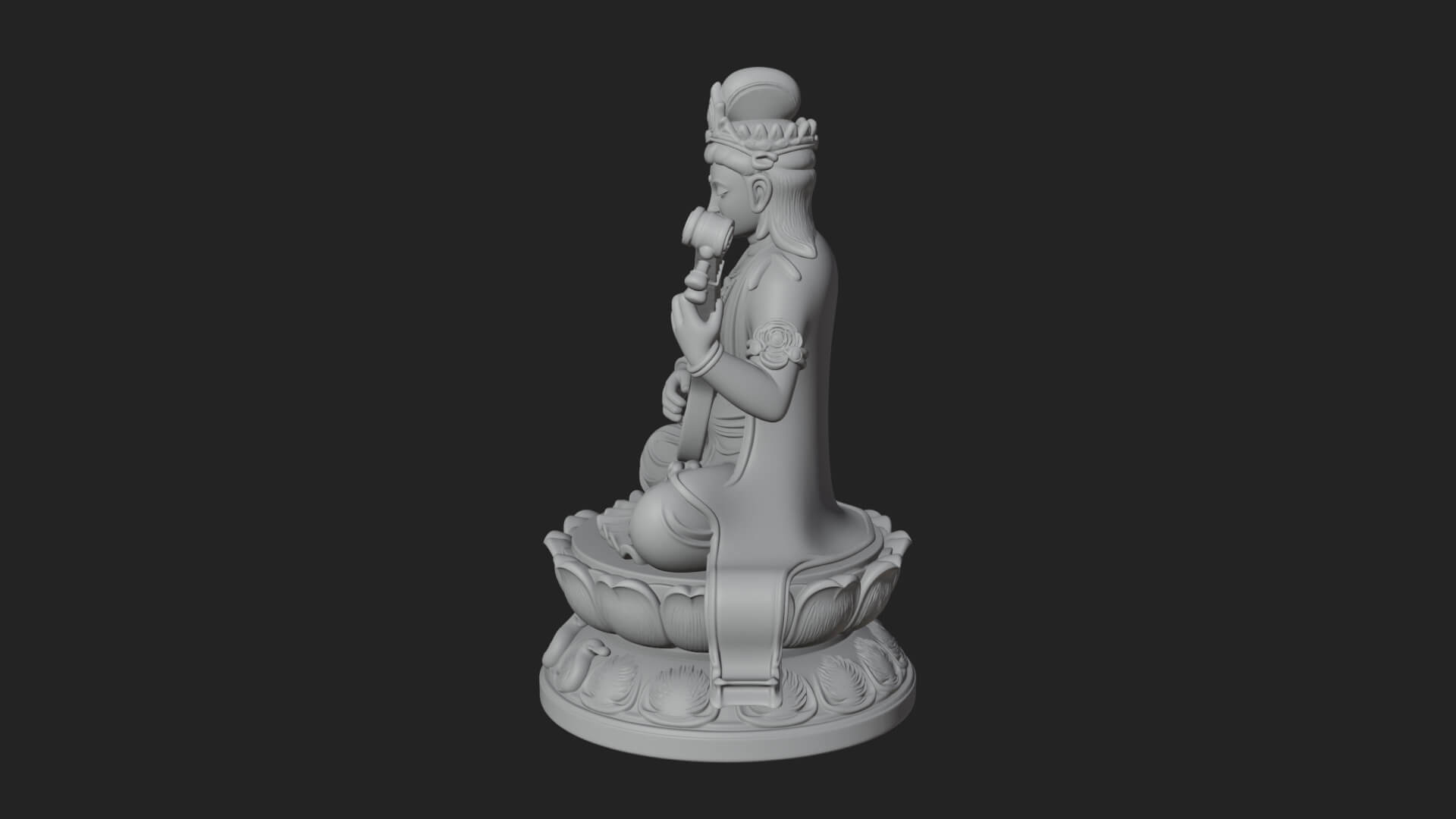Saraswati with Veena Statue Design 1 3D Print Model 3D Model