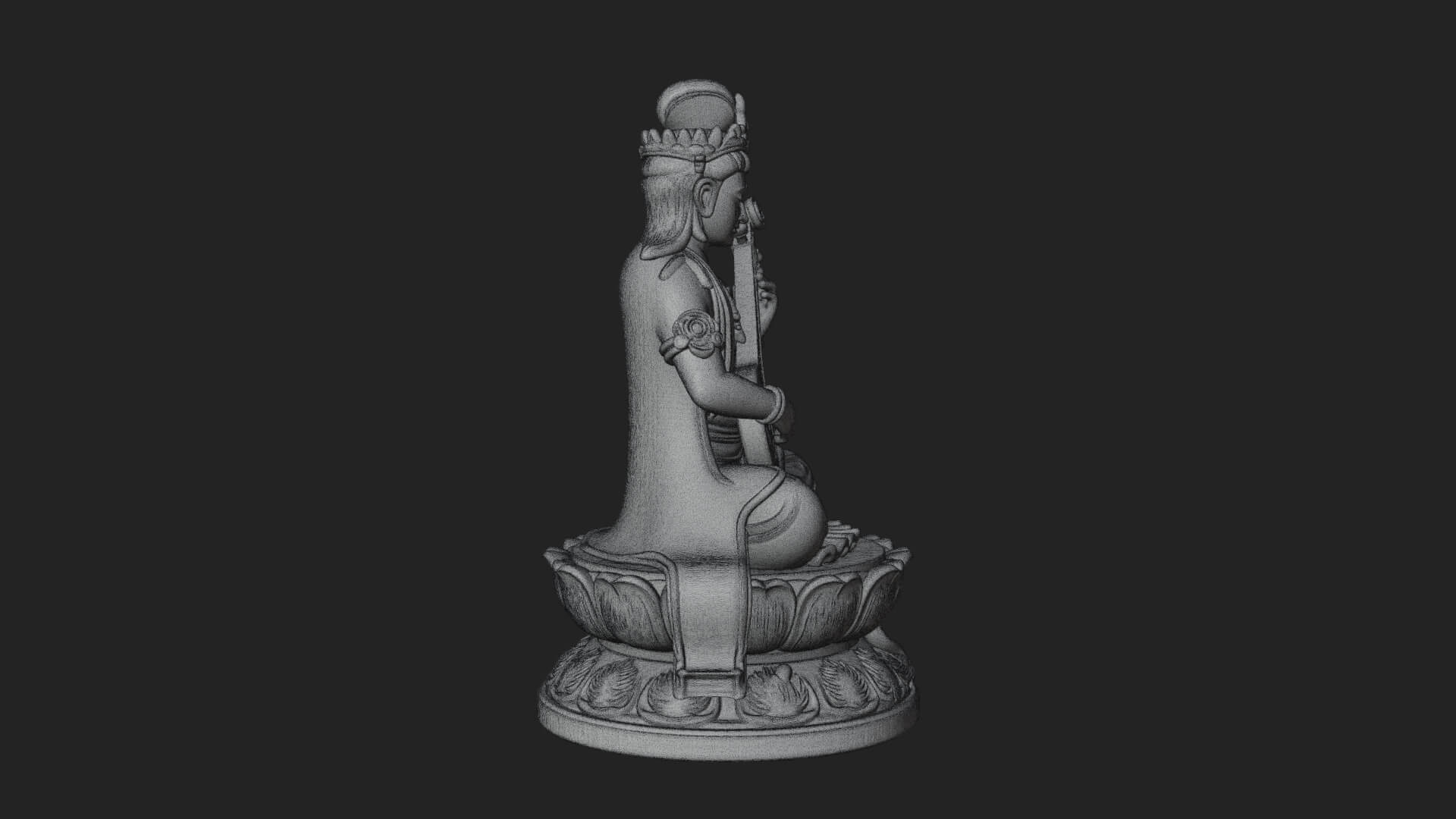 Saraswati with Veena Statue Design 1 3D Print Model 3D Model