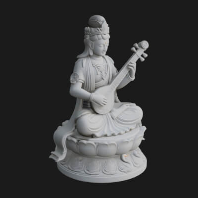 Saraswati with Veena Statue Design 1 3D Print Model