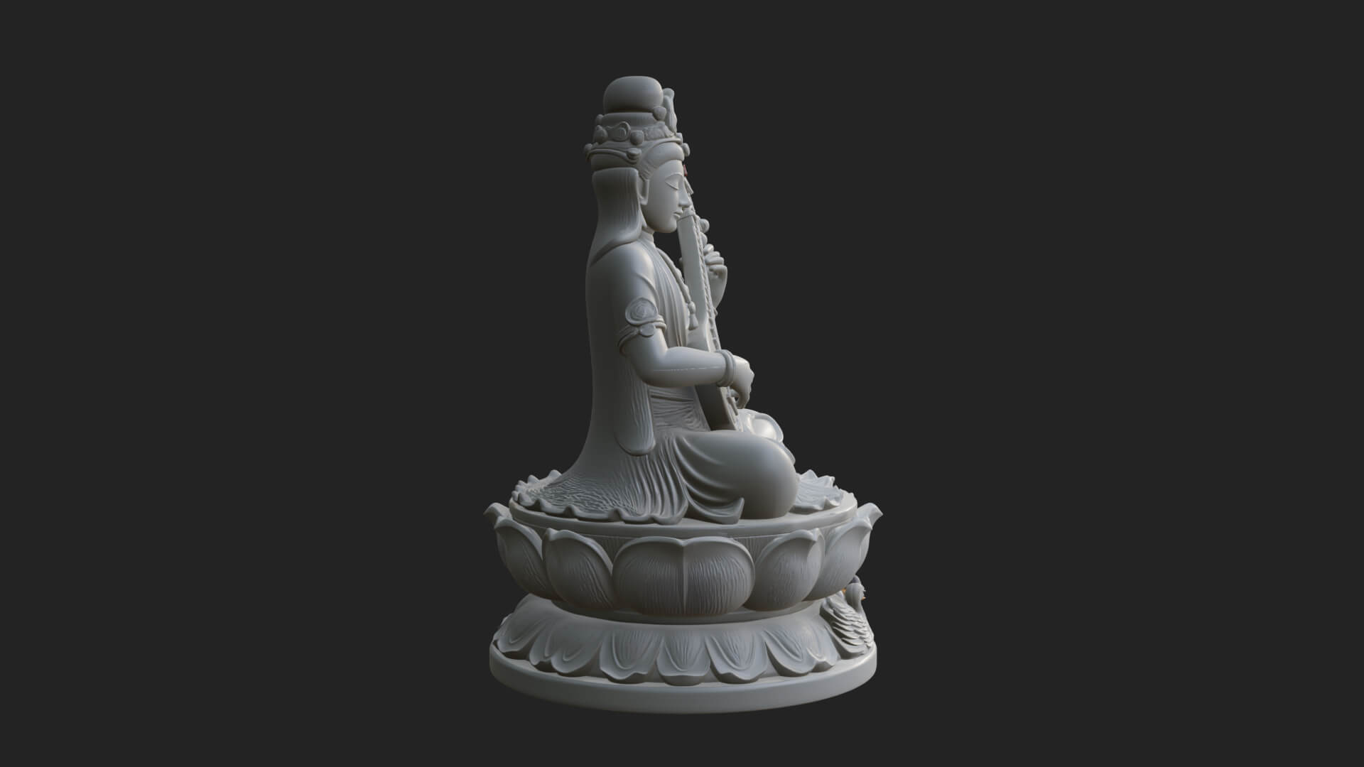 Saraswati with Veena Statue Design 2 3D Print Model 3D Model
