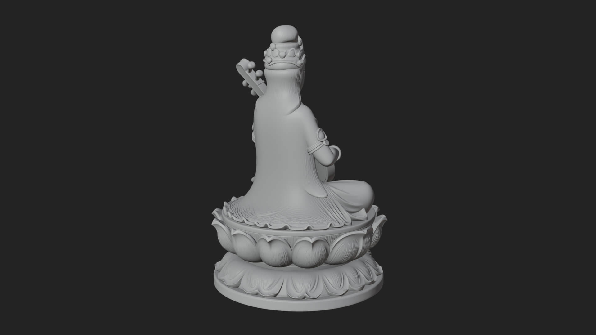 Saraswati with Veena Statue Design 2 3D Print Model 3D Model