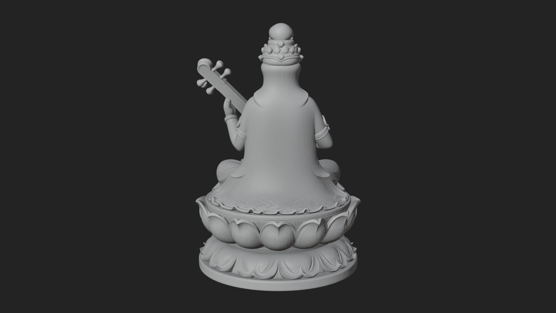 Saraswati with Veena Statue Design 2 3D Print Model 3D Model