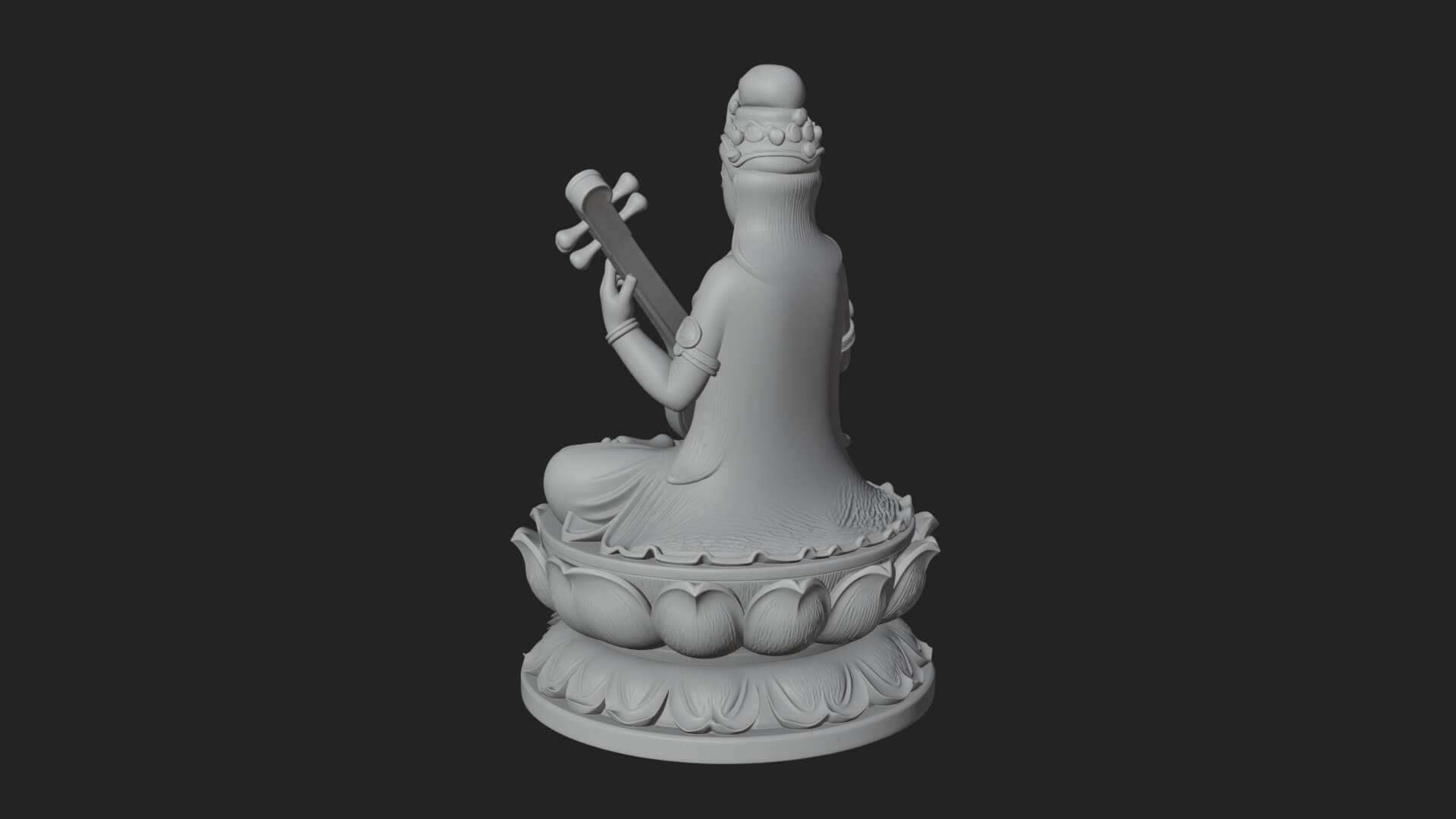 Saraswati with Veena Statue Design 2 3D Print Model 3D Model