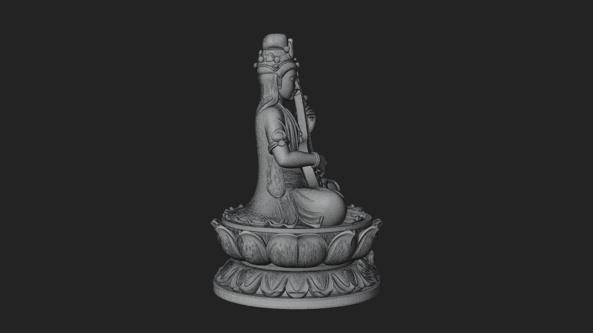 Saraswati with Veena Statue Design 2 3D Print Model 3D Model