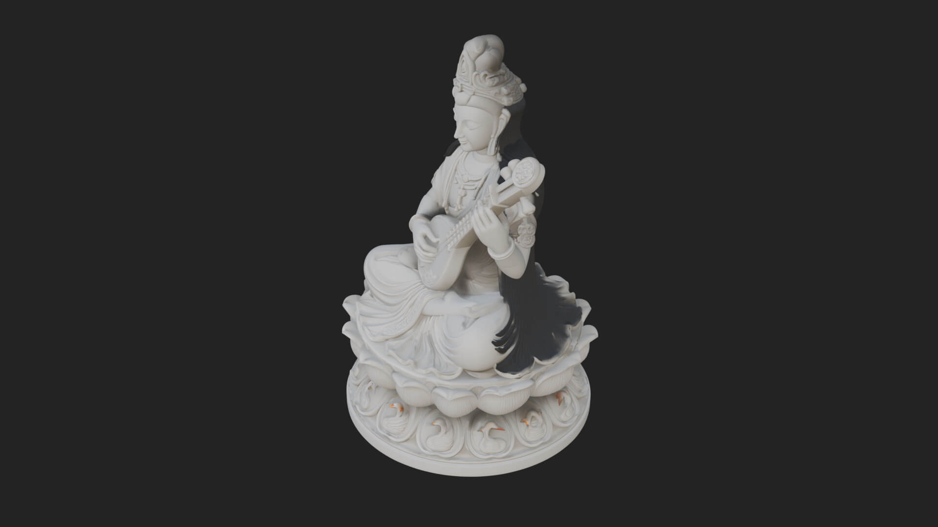 Saraswati with Veena Statue Design 3 3D Print Model 3D Model