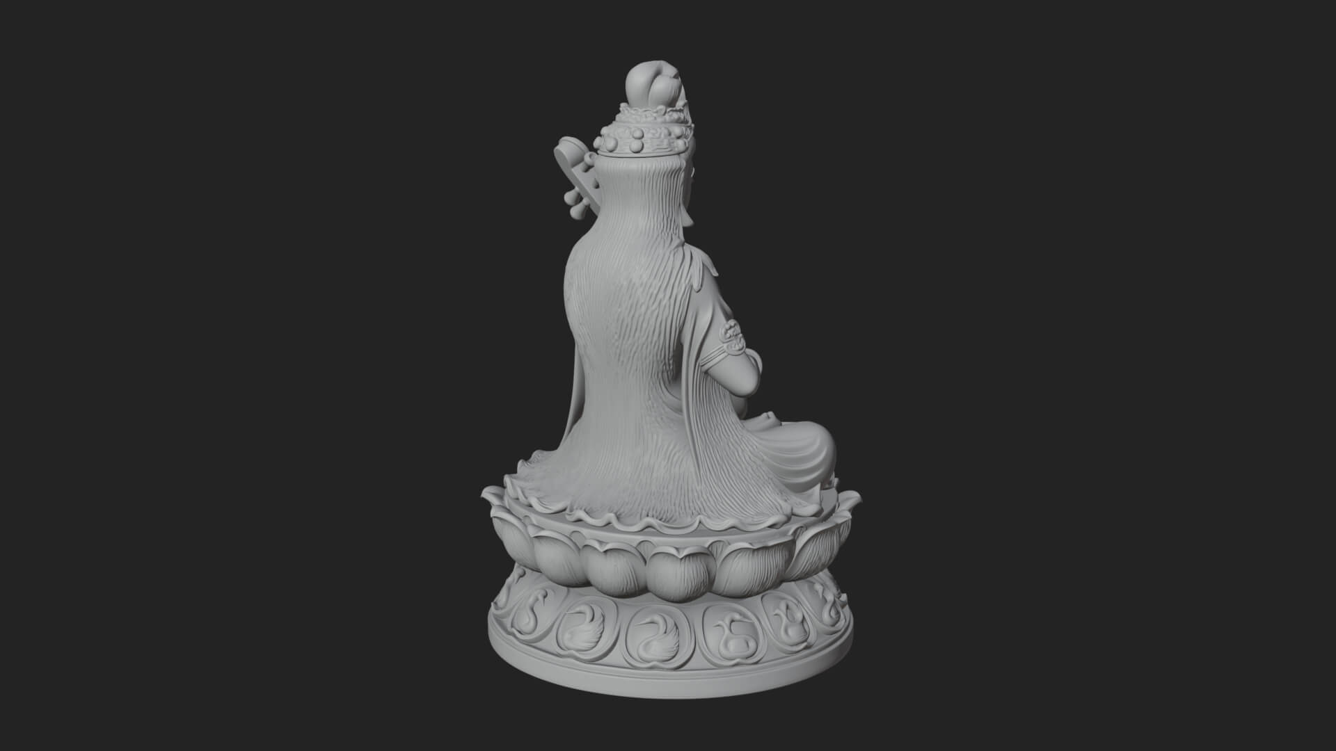 Saraswati with Veena Statue Design 3 3D Print Model 3D Model