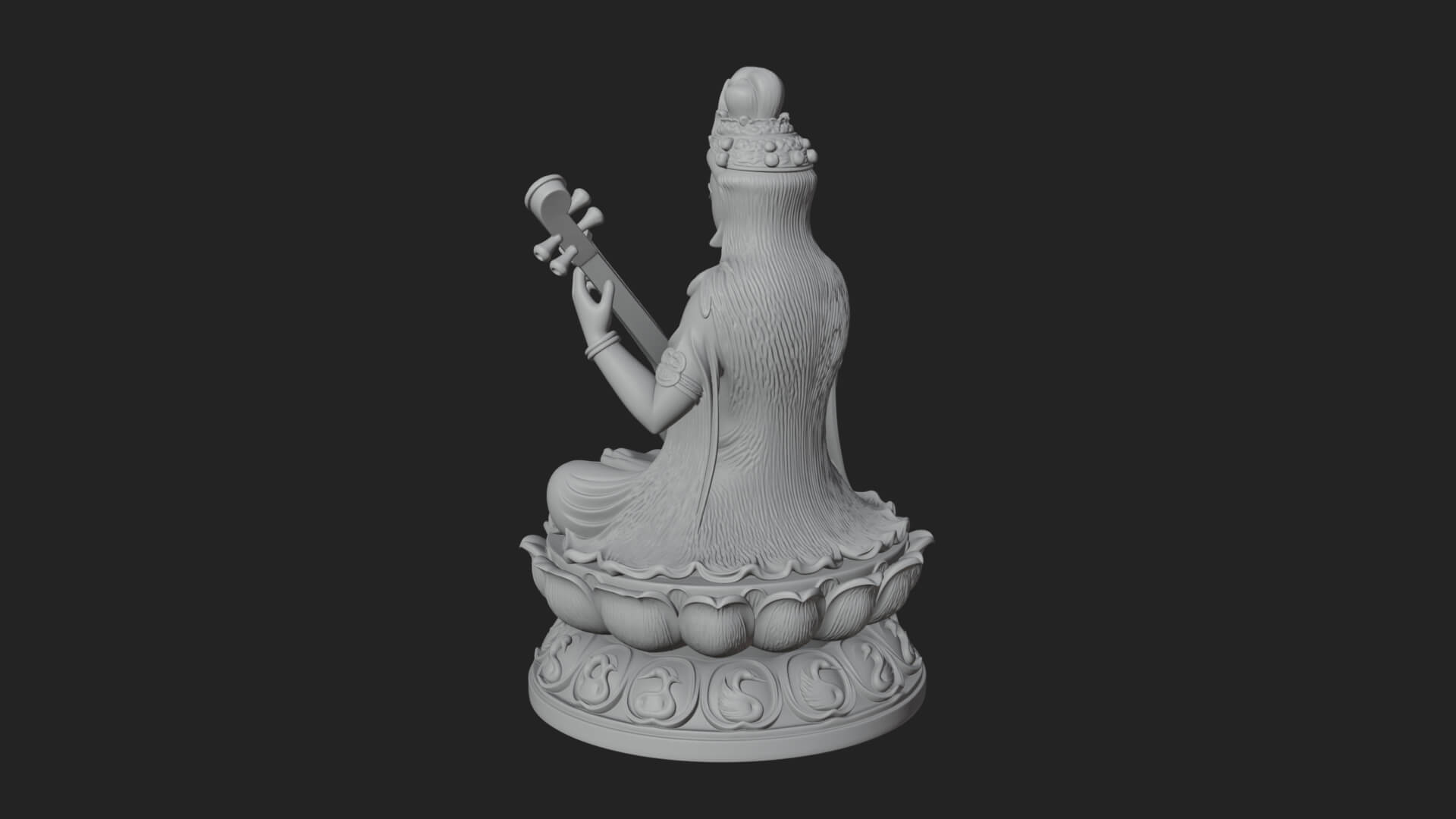 Saraswati with Veena Statue Design 3 3D Print Model 3D Model
