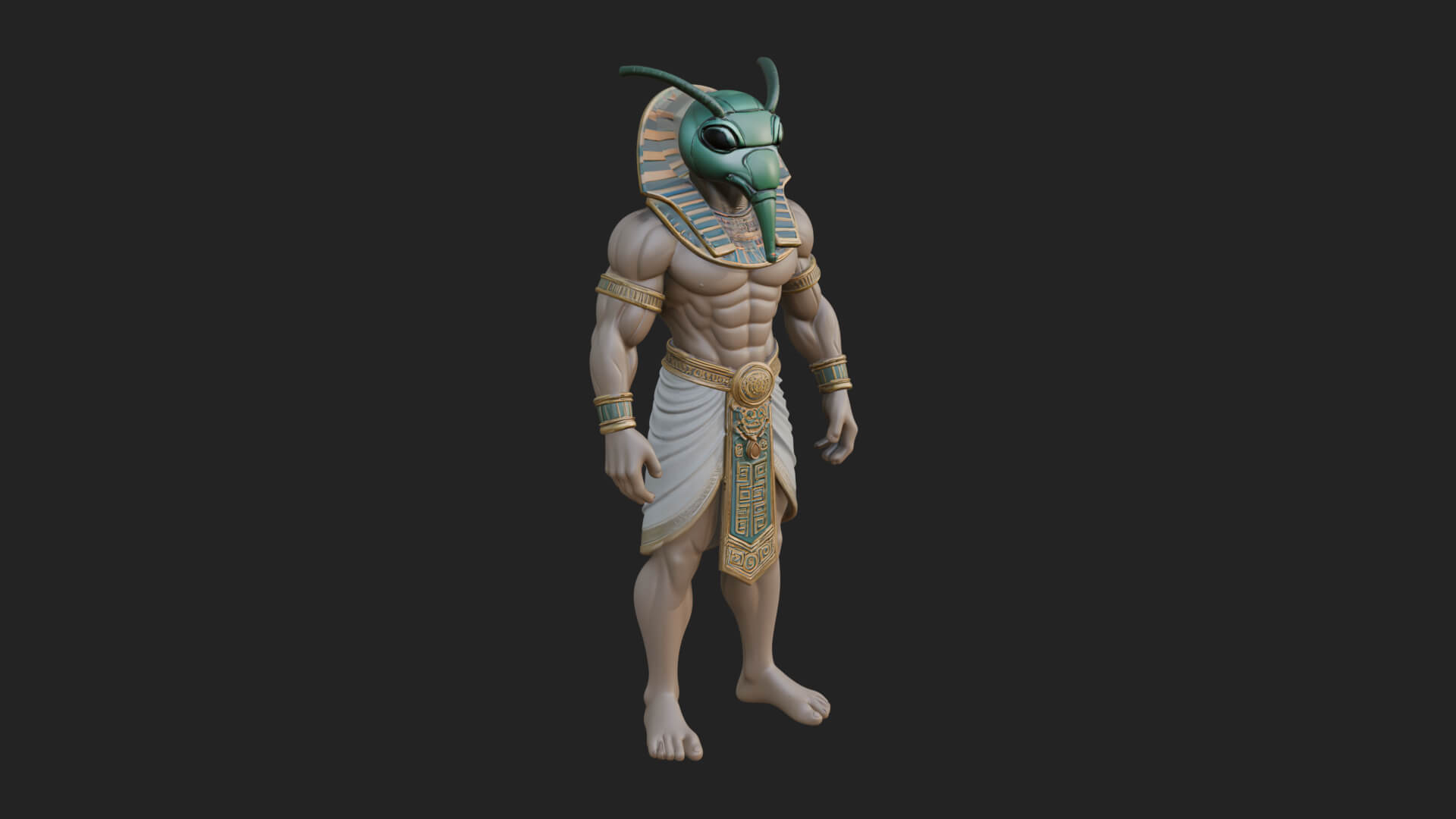 Scarab-Headed Egyptian God Statue Design 1 3D Print Model 3D Model