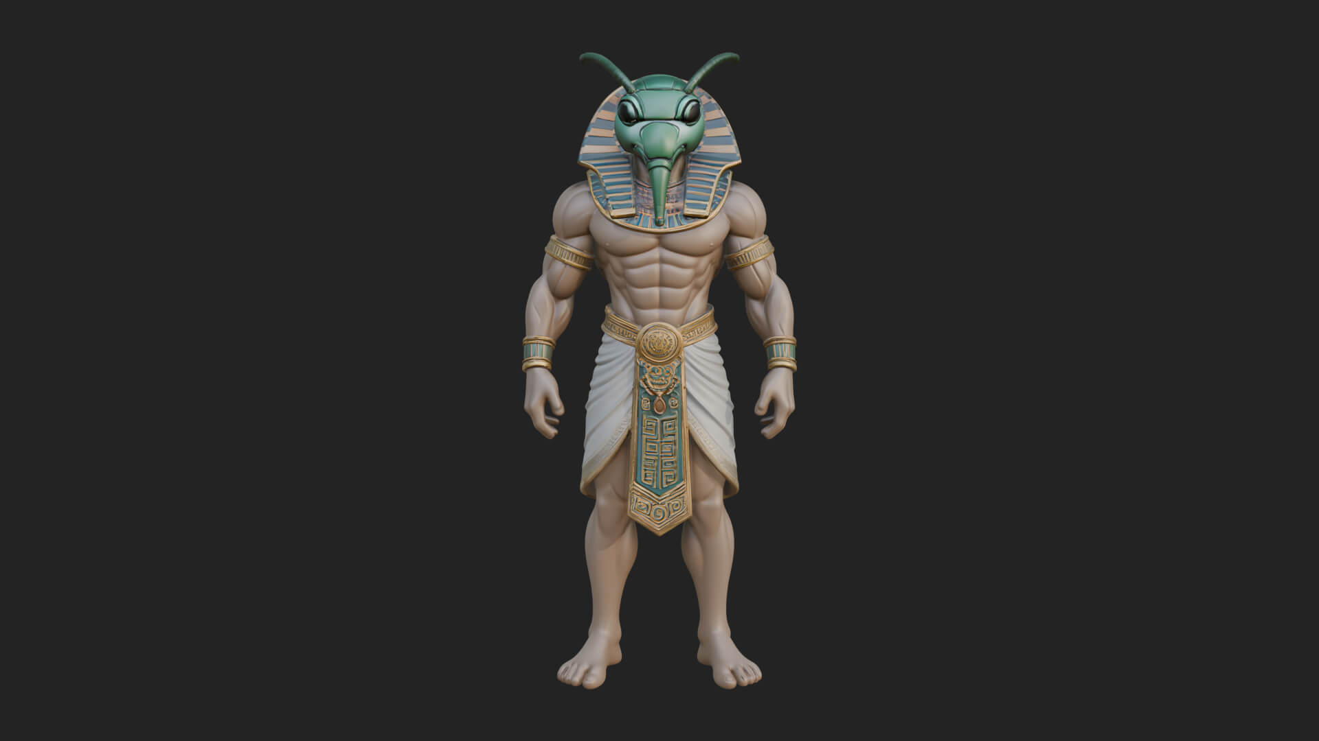 Scarab-Headed Egyptian God Statue Design 1 3D Print Model 3D Model