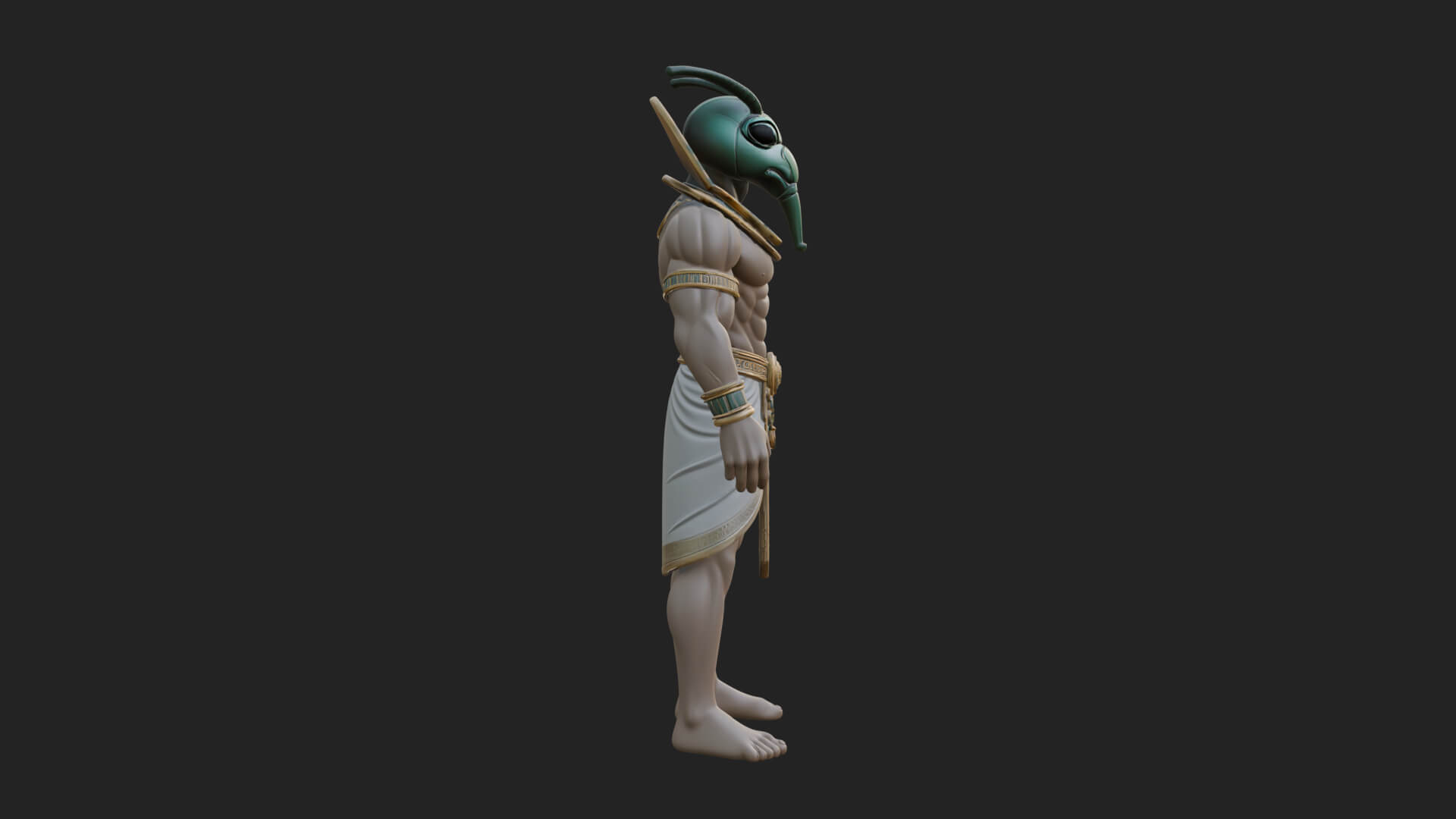Scarab-Headed Egyptian God Statue Design 1 3D Print Model 3D Model