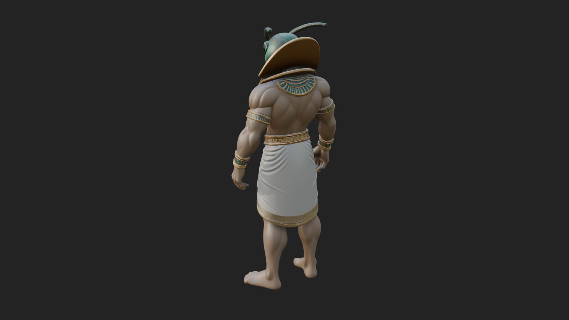 Scarab-Headed Egyptian God Statue Design 1 3D Print Model 3D Model