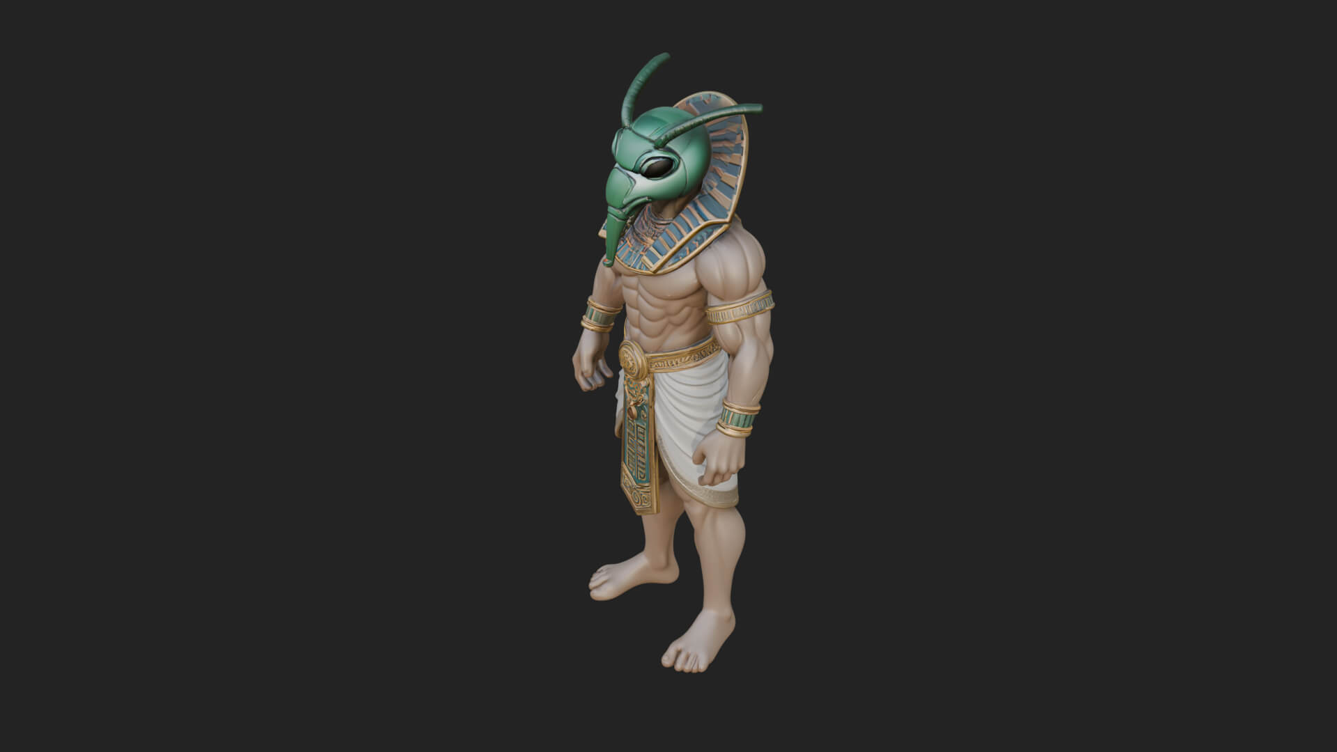 Scarab-Headed Egyptian God Statue Design 1 3D Print Model 3D Model
