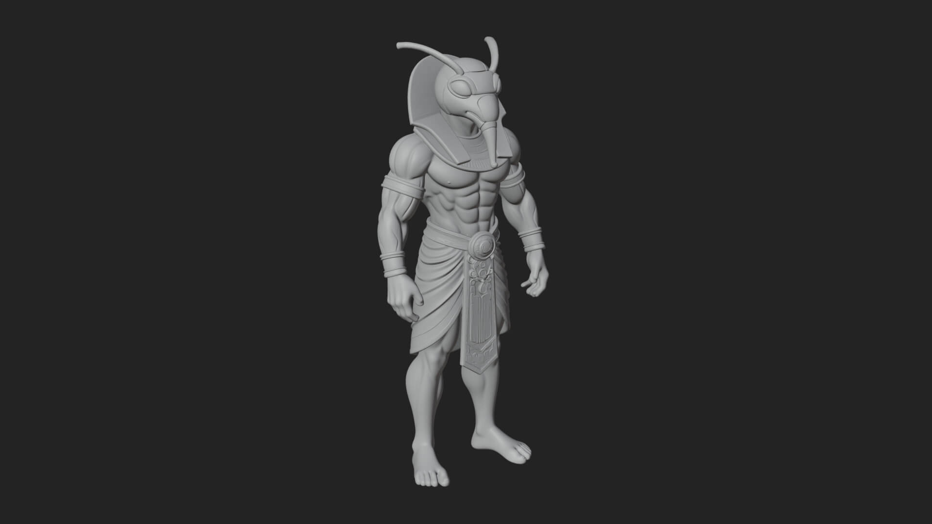 Scarab-Headed Egyptian God Statue Design 1 3D Print Model 3D Model