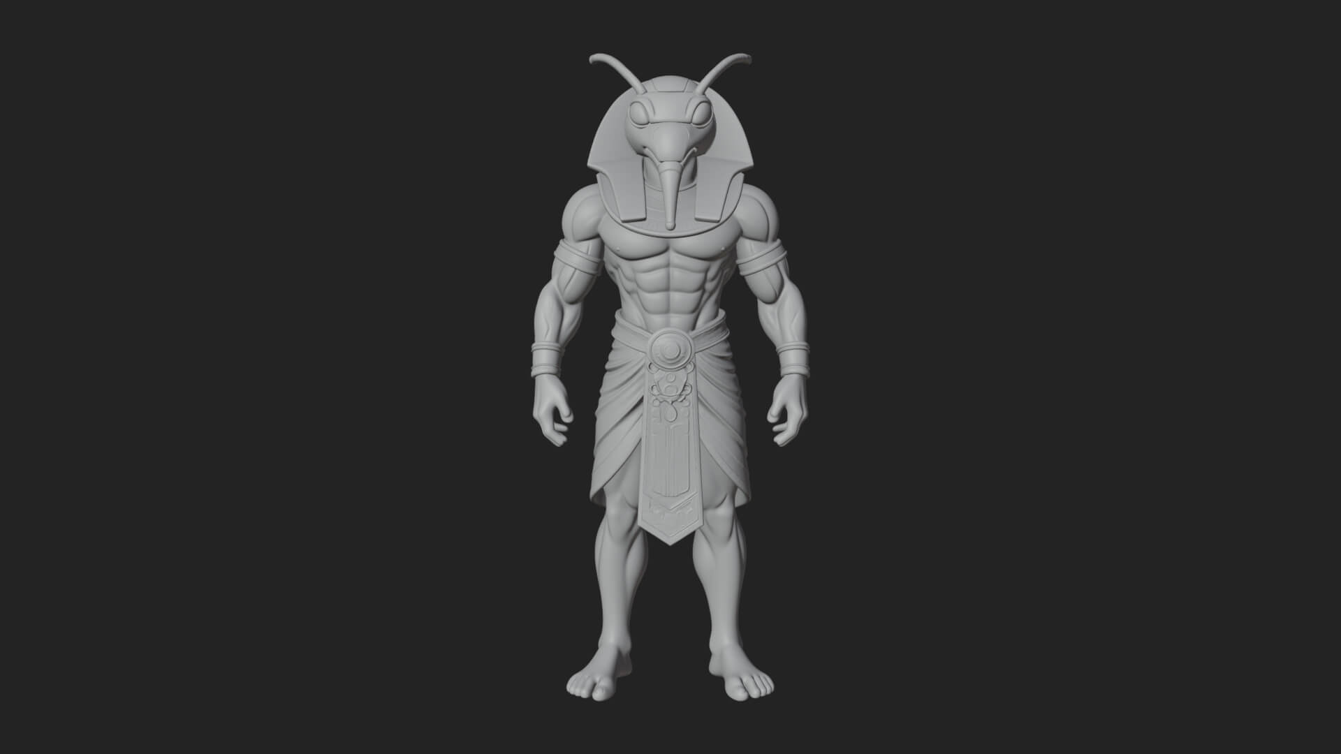 Scarab-Headed Egyptian God Statue Design 1 3D Print Model 3D Model