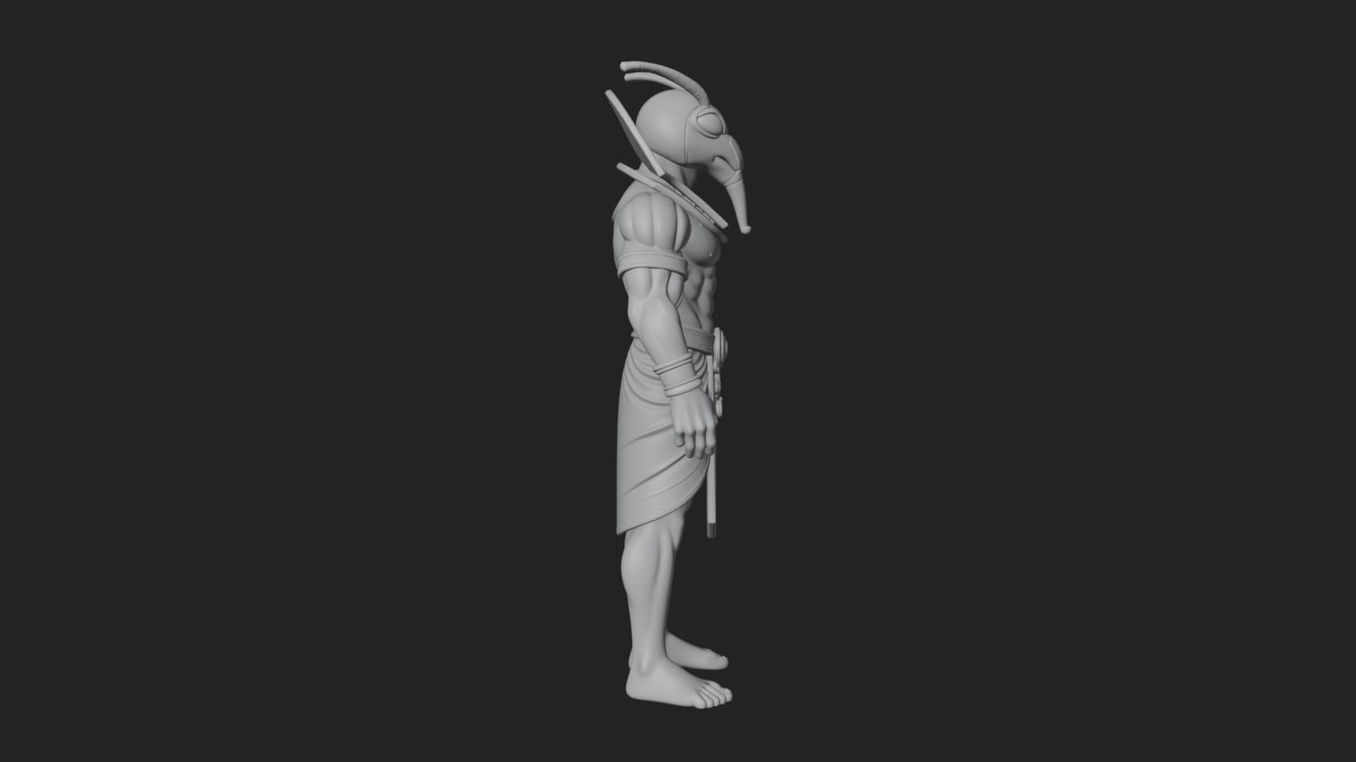 Scarab-Headed Egyptian God Statue Design 1 3D Print Model 3D Model