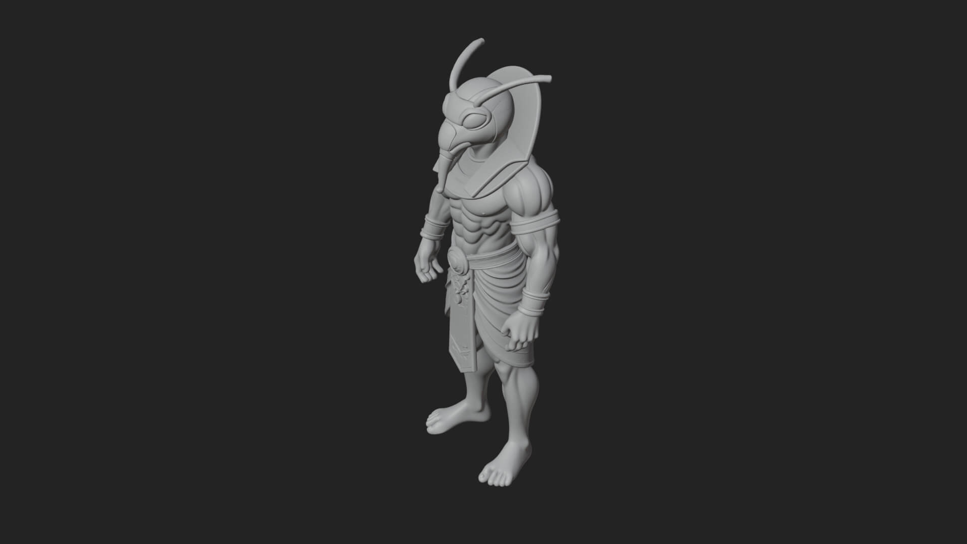 Scarab-Headed Egyptian God Statue Design 1 3D Print Model 3D Model