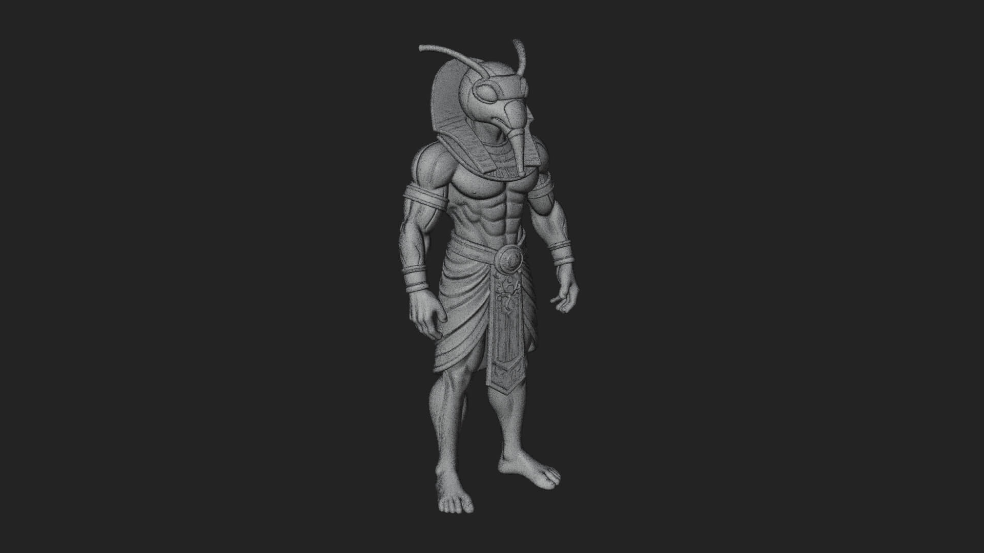 Scarab-Headed Egyptian God Statue Design 1 3D Print Model 3D Model