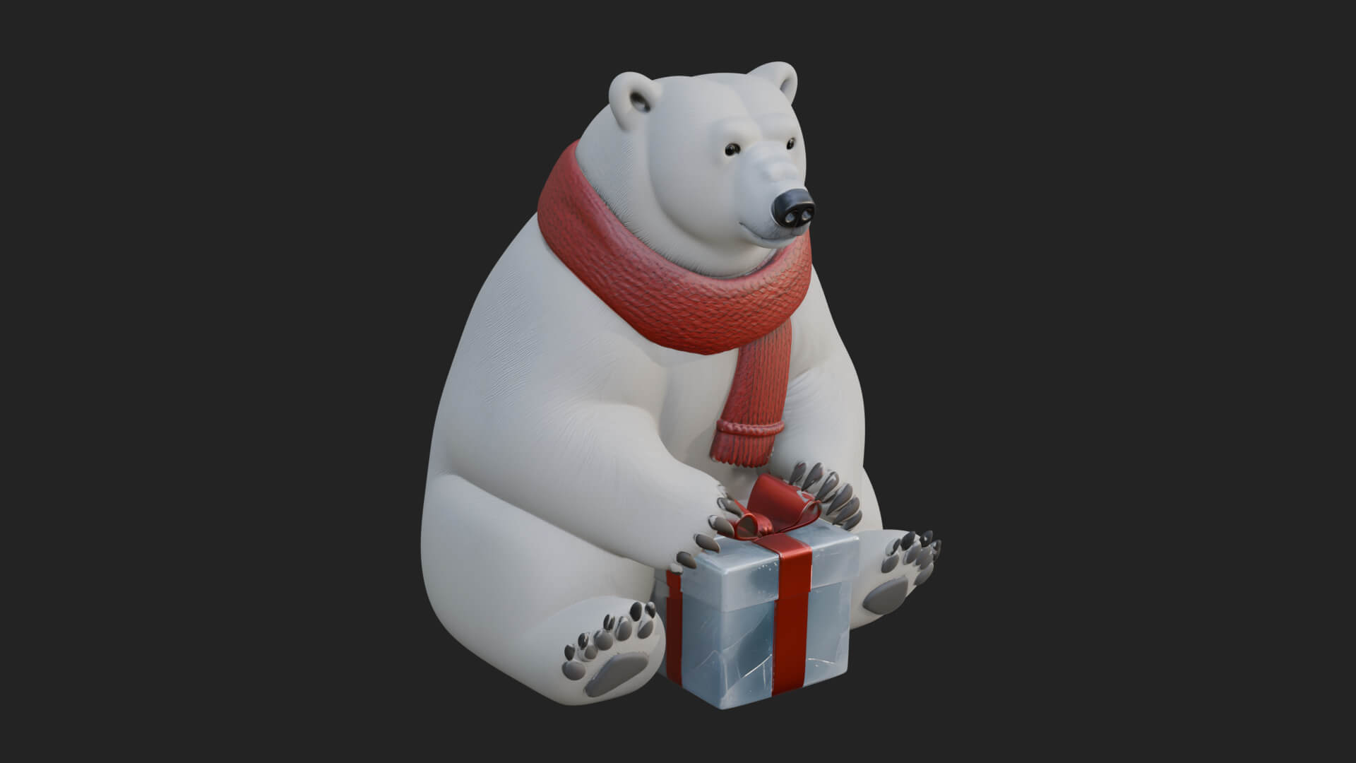 Scarf Wearing Polar Bear Statue Design 1 3D Print Model 3D Model