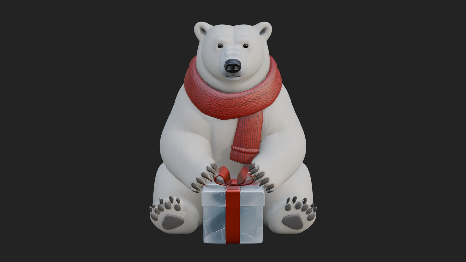 Scarf Wearing Polar Bear Statue Design 1 3D Print Model 3D Model