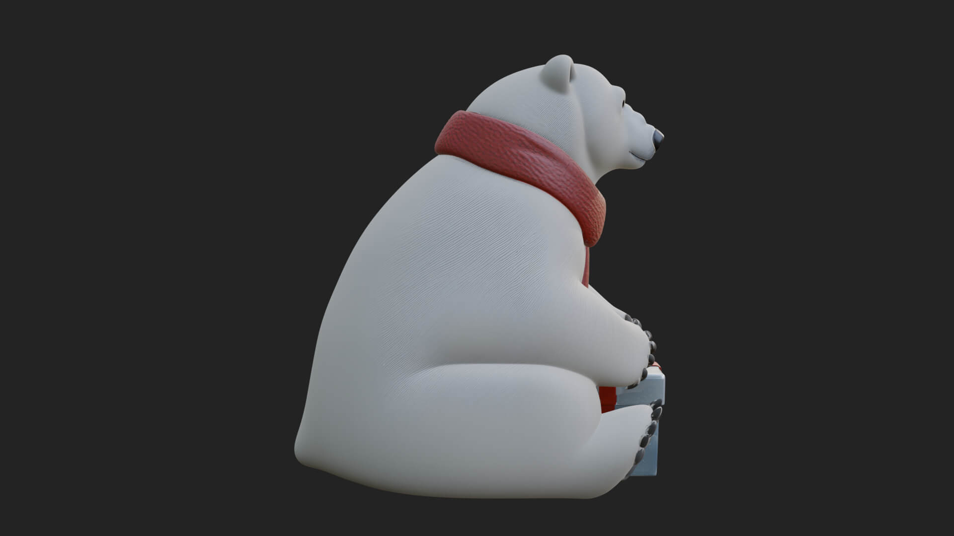Scarf Wearing Polar Bear Statue Design 1 3D Print Model 3D Model