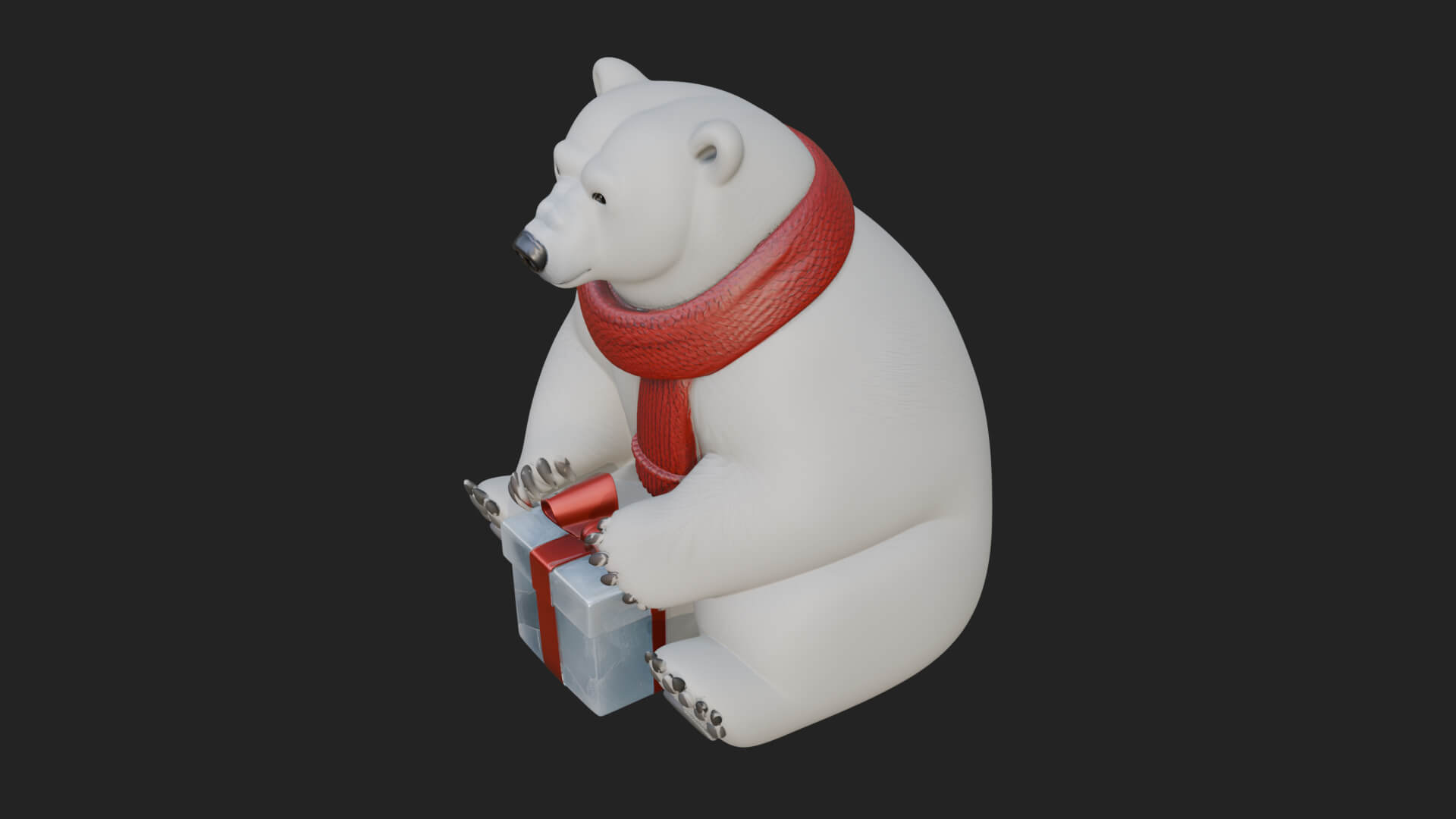 Scarf Wearing Polar Bear Statue Design 1 3D Print Model 3D Model