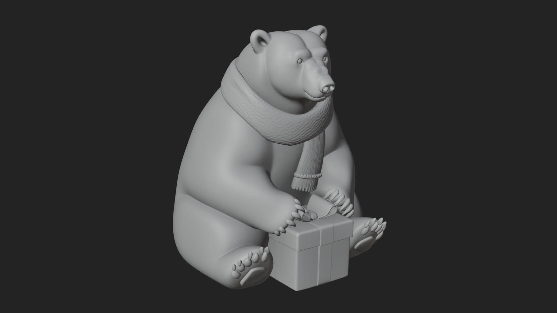 Scarf Wearing Polar Bear Statue Design 1 3D Print Model 3D Model