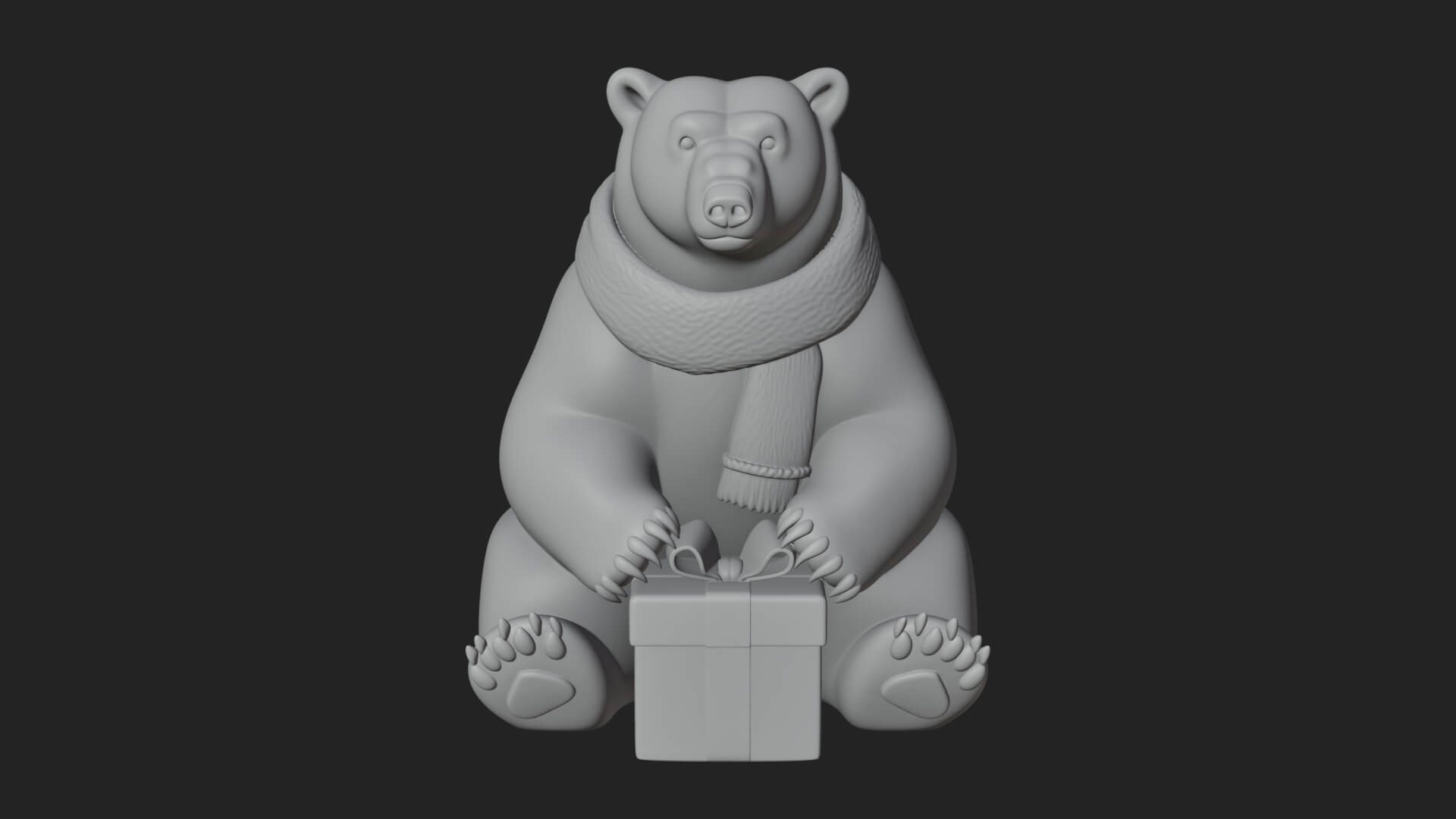 Scarf Wearing Polar Bear Statue Design 1 3D Print Model 3D Model