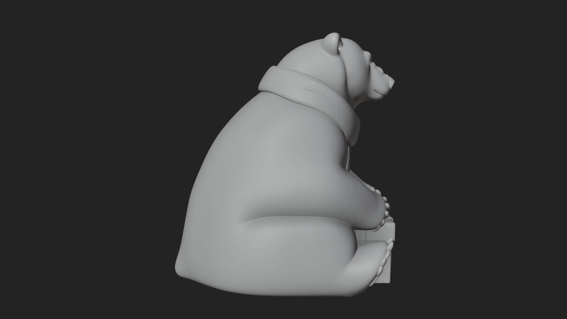 Scarf Wearing Polar Bear Statue Design 1 3D Print Model 3D Model
