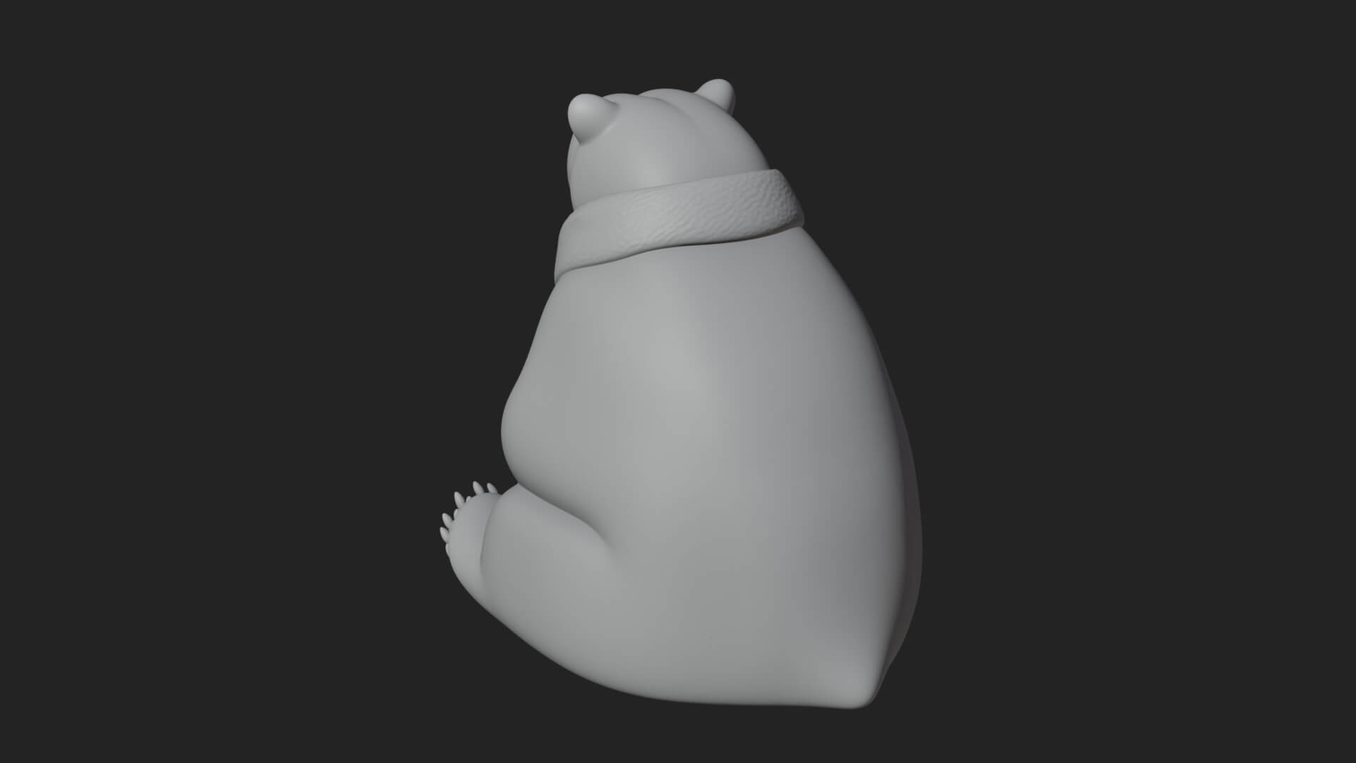 Scarf Wearing Polar Bear Statue Design 1 3D Print Model 3D Model