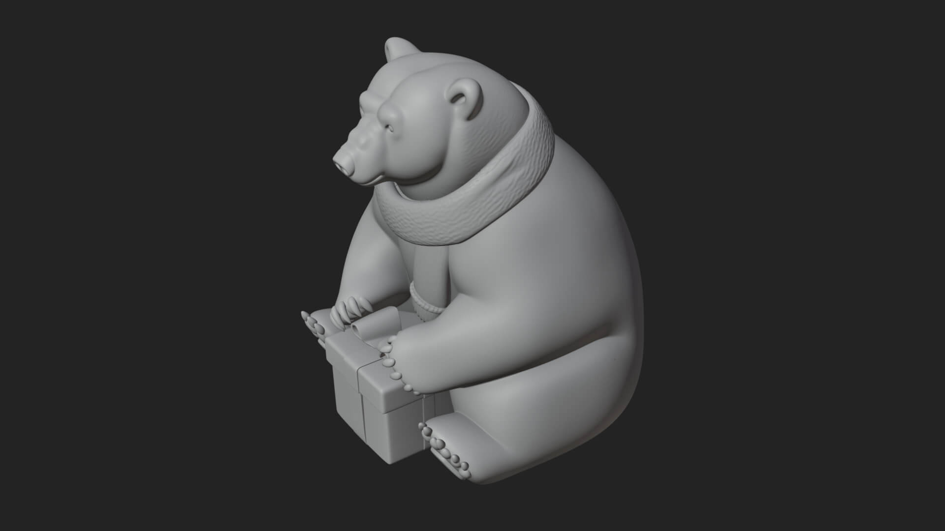 Scarf Wearing Polar Bear Statue Design 1 3D Print Model 3D Model