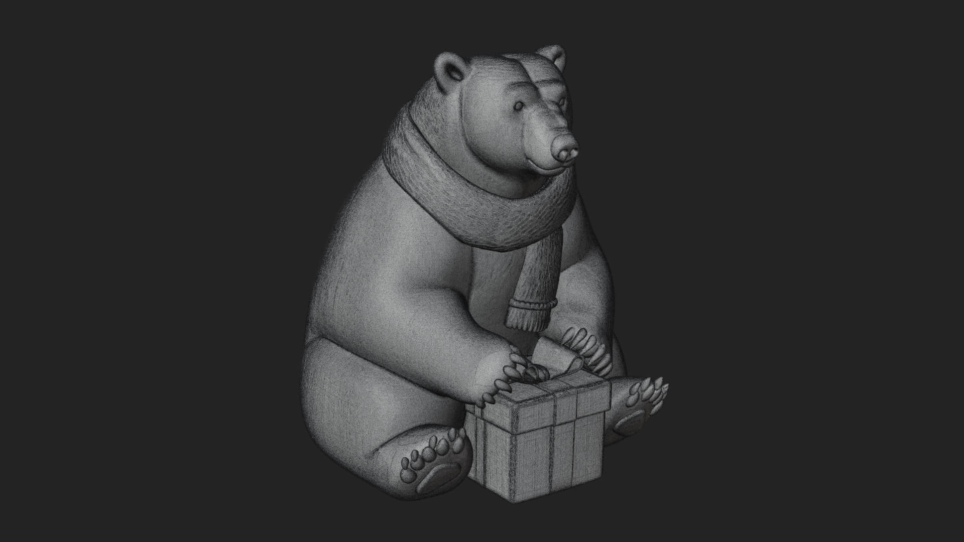 Scarf Wearing Polar Bear Statue Design 1 3D Print Model 3D Model