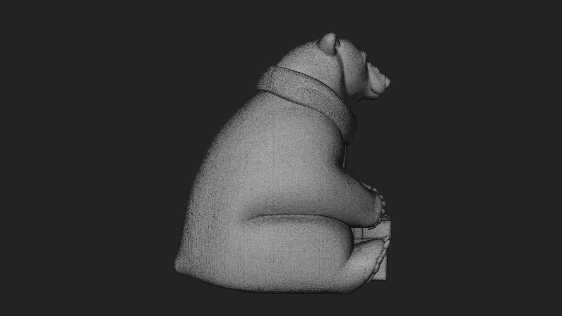 Scarf Wearing Polar Bear Statue Design 1 3D Print Model 3D Model