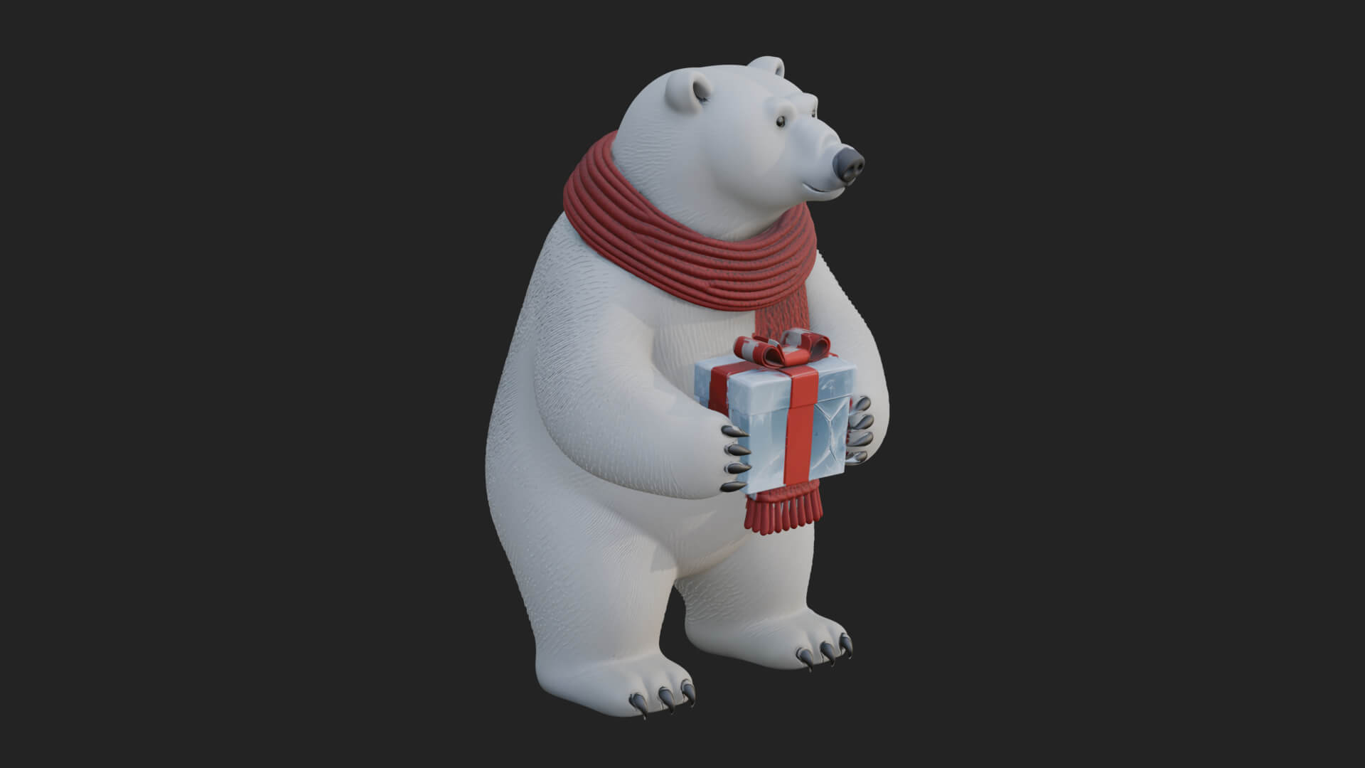 Scarf-Wearing Polar Bear Statue Design 2 3D Print Model 3D Model