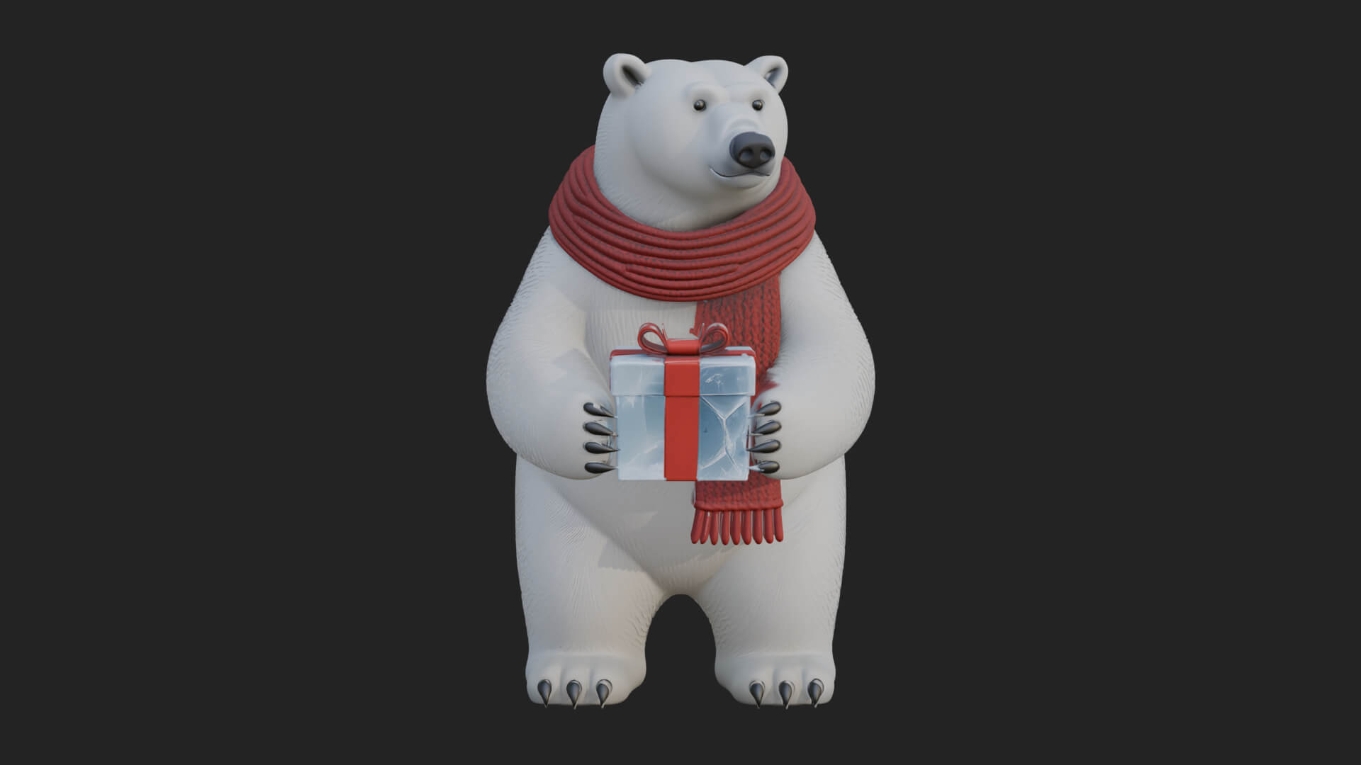 Scarf-Wearing Polar Bear Statue Design 2 3D Print Model 3D Model