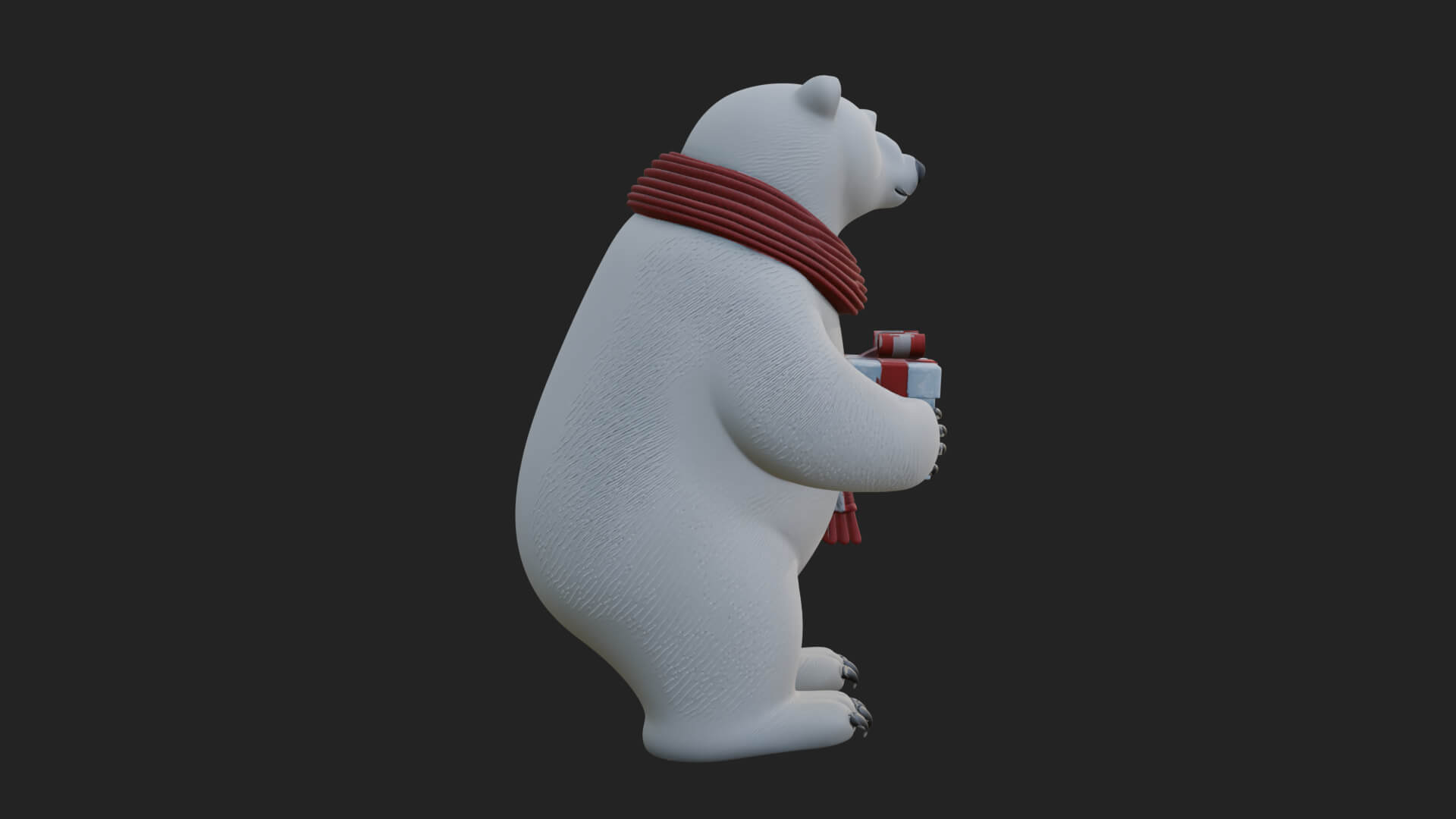 Scarf-Wearing Polar Bear Statue Design 2 3D Print Model 3D Model