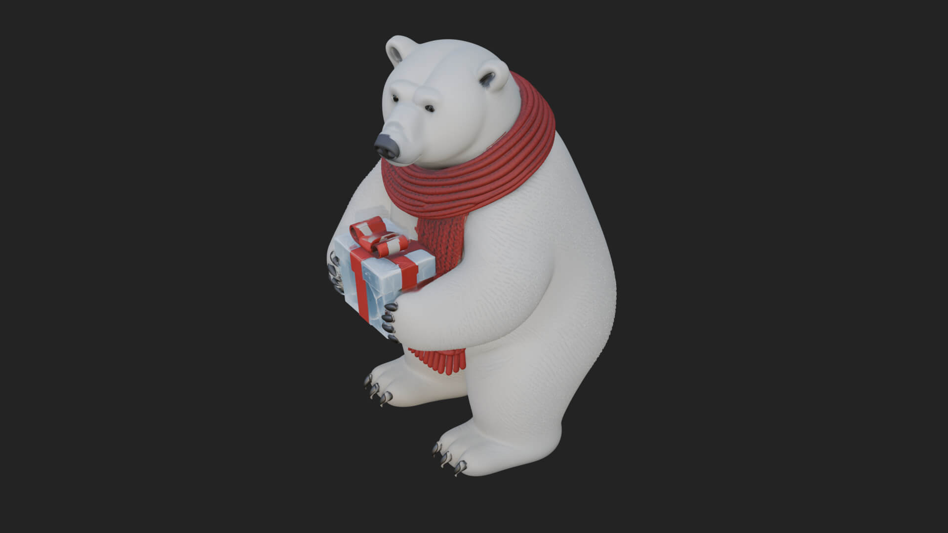 Scarf-Wearing Polar Bear Statue Design 2 3D Print Model 3D Model