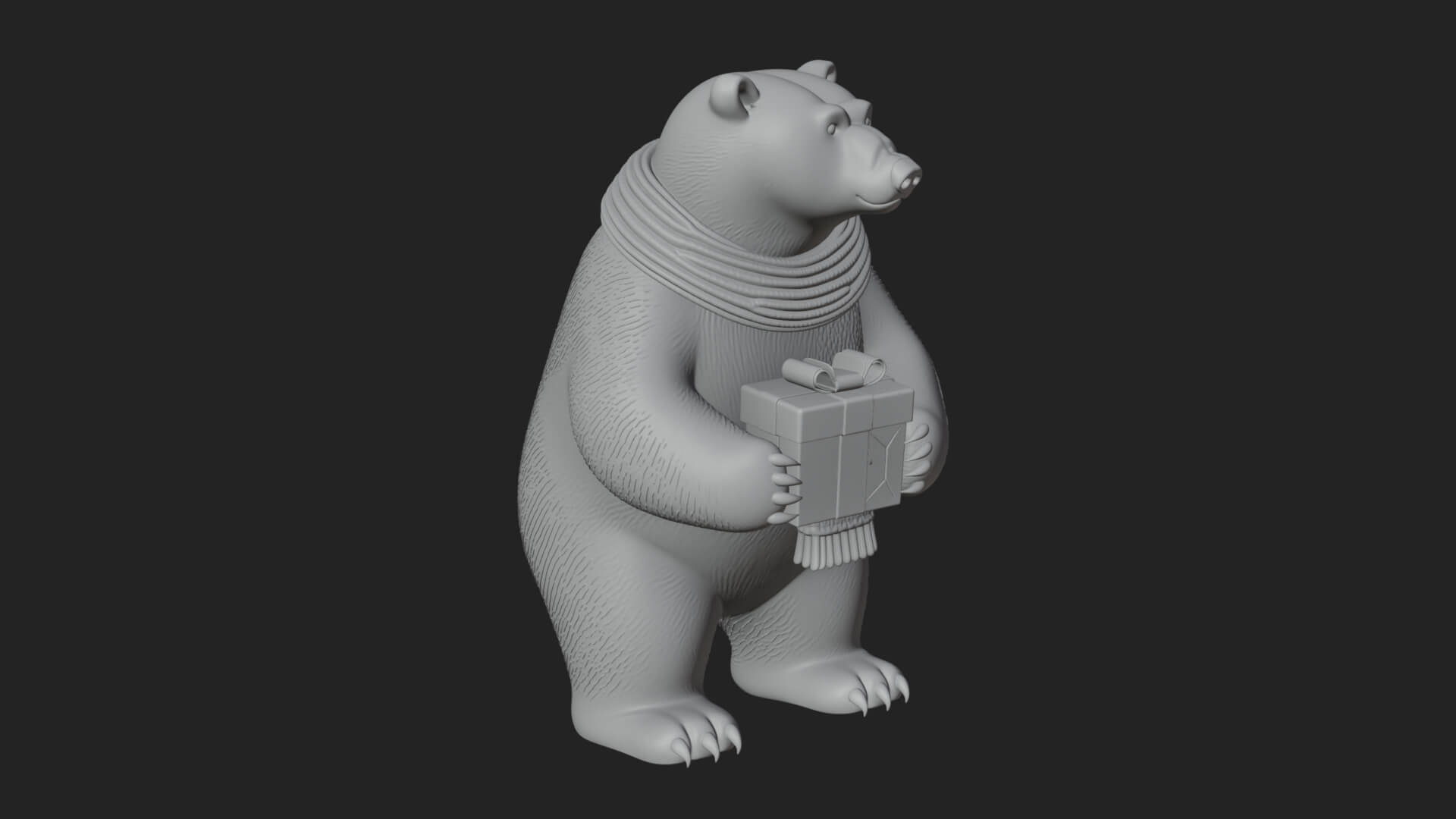 Scarf-Wearing Polar Bear Statue Design 2 3D Print Model 3D Model