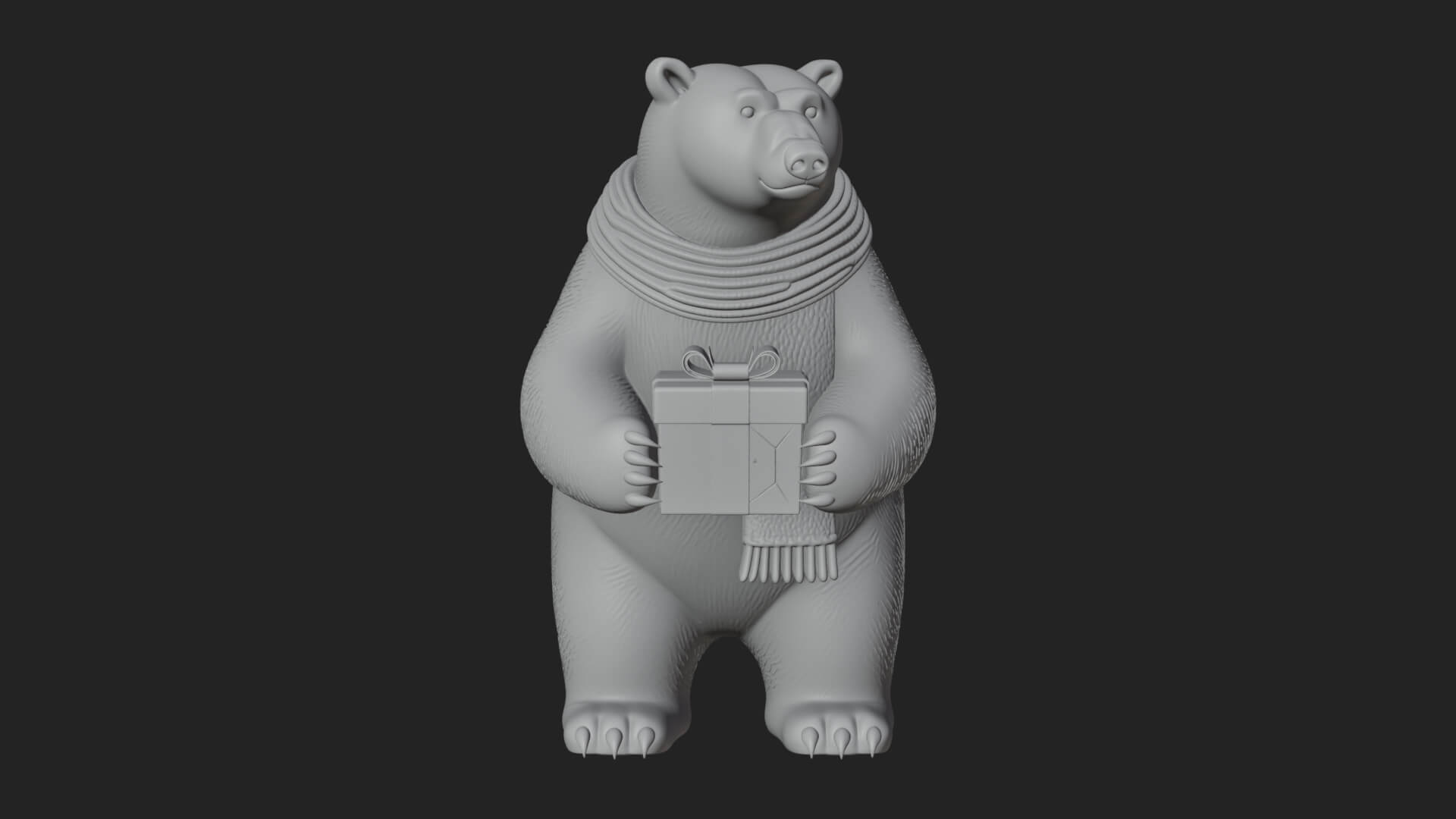 Scarf-Wearing Polar Bear Statue Design 2 3D Print Model 3D Model