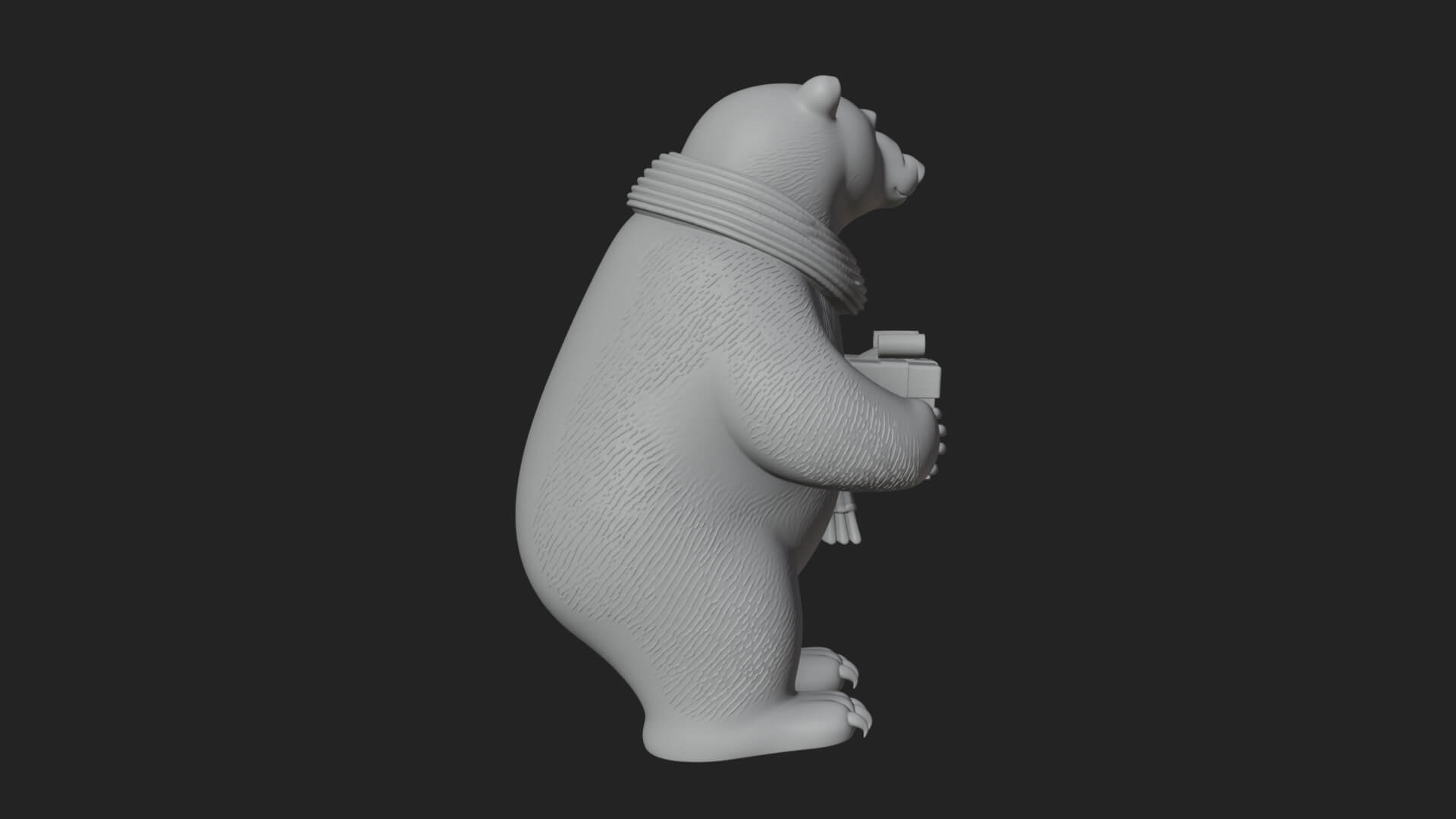 Scarf-Wearing Polar Bear Statue Design 2 3D Print Model 3D Model