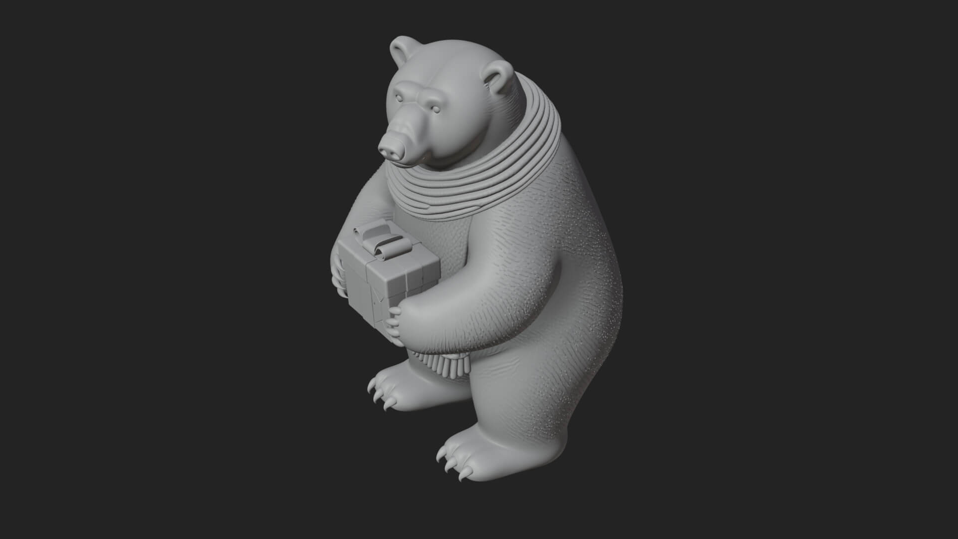 Scarf-Wearing Polar Bear Statue Design 2 3D Print Model 3D Model
