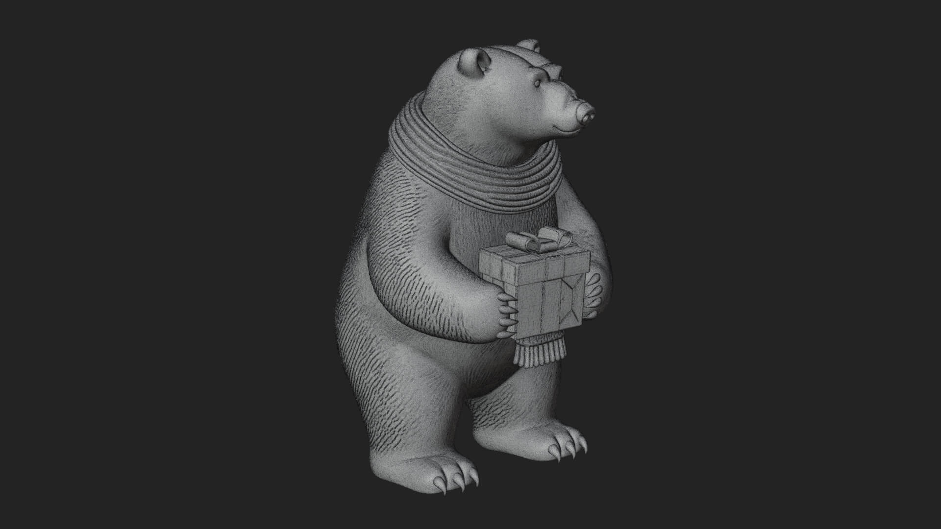 Scarf-Wearing Polar Bear Statue Design 2 3D Print Model 3D Model